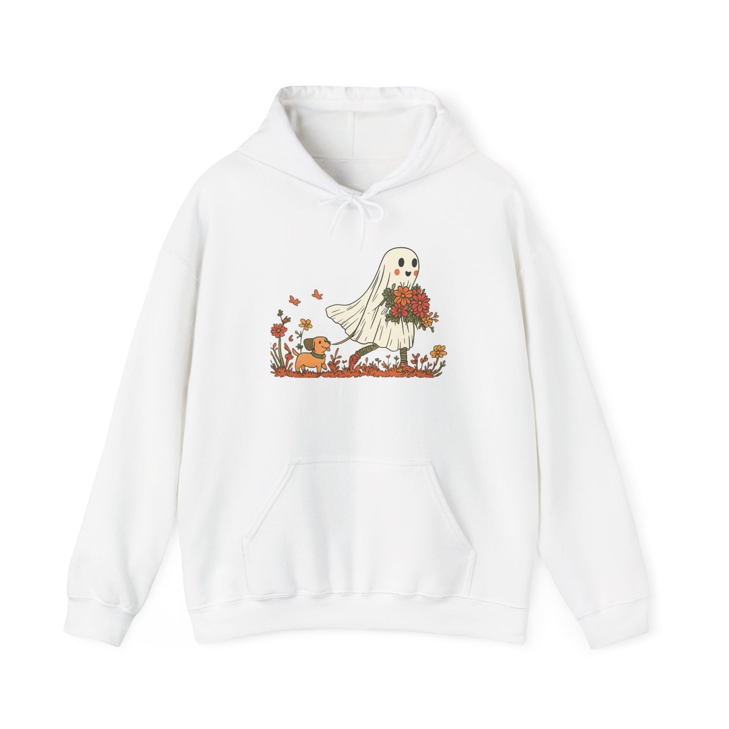 Ghostly Blooms Hoodie - Cozy Fall Fashion, Halloween Spirit, Gift for Friends, Trendy Hoodie, Autumn Style
