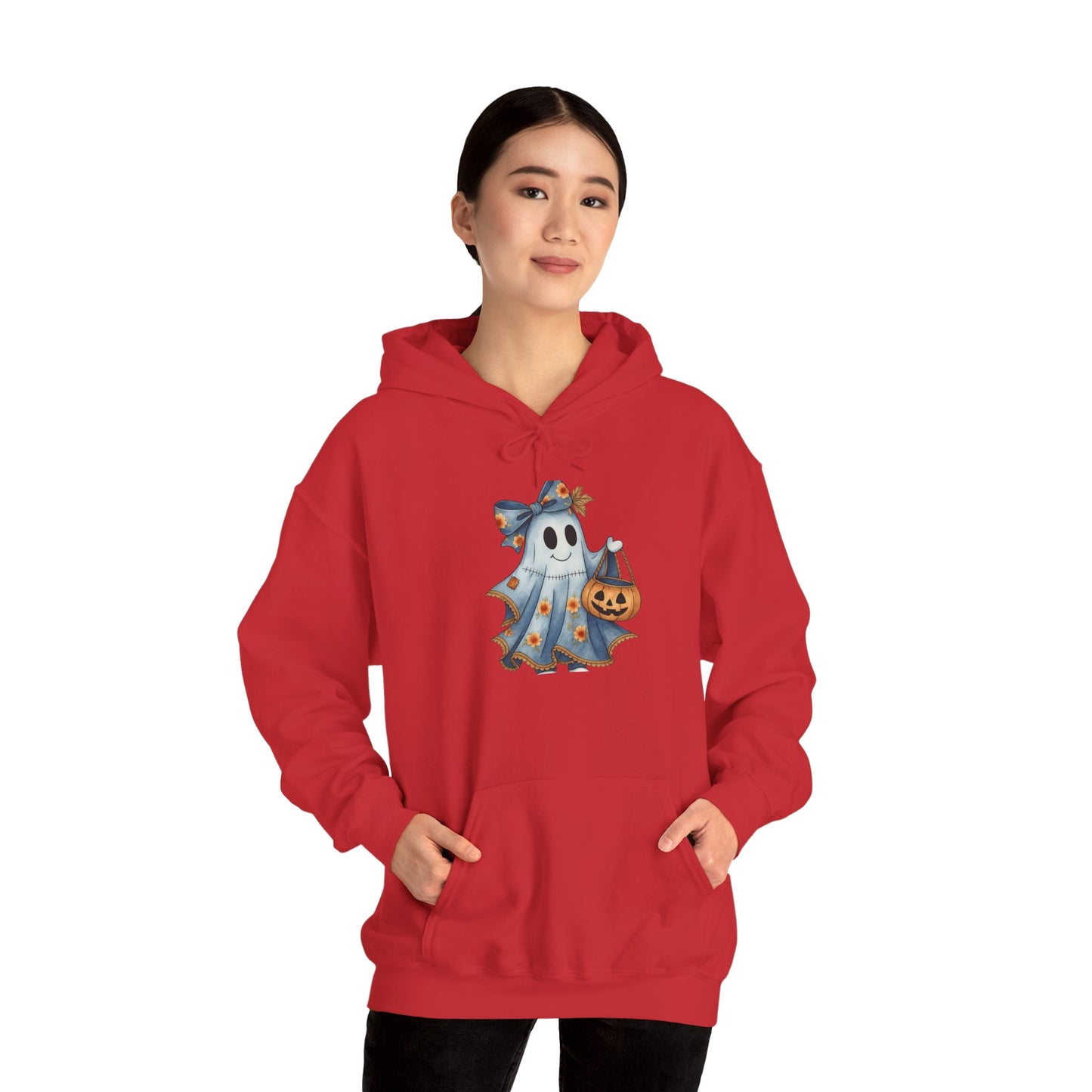 Ghostly Fun Hooded Hoodie, - Halloween Spirit, Cozy Comfort, Unisex Style, Casual Wear, Spooky Gift