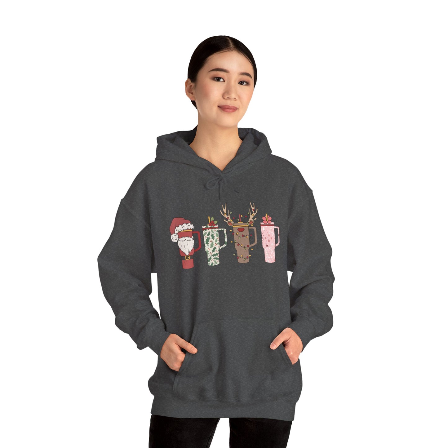 Festive Hot Beverage Hoodie, Holiday Sweatshirt, Unisex Cozy Pullover, Christmas Gift, Winter Apparel, Mug Design Hoodie
