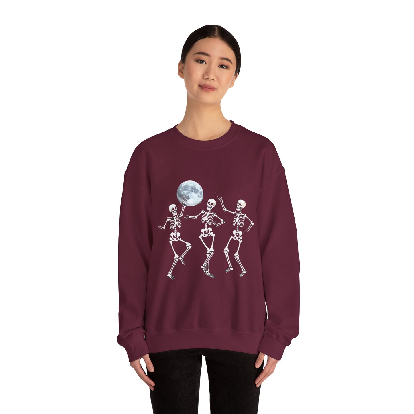 Spooky Dance Crewneck Sweatshirt - Halloween Oddities, Unisex Sweatshirt, Festive Apparel, Skeleton Design, Cozy Style