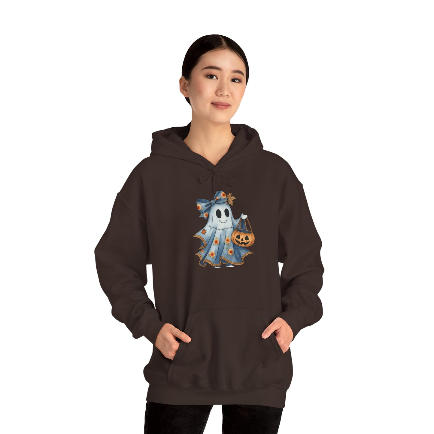 Ghostly Fun Hooded Hoodie, - Halloween Spirit, Cozy Comfort, Unisex Style, Casual Wear, Spooky Gift