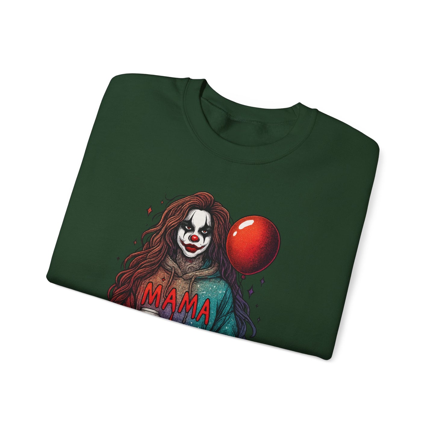 Clown-themed Crewneck Sweatshirt for Moms, Cozy Gift for Mother's Day, Halloween Apparel, Trendy Casual Wear, Unique Graphic Top