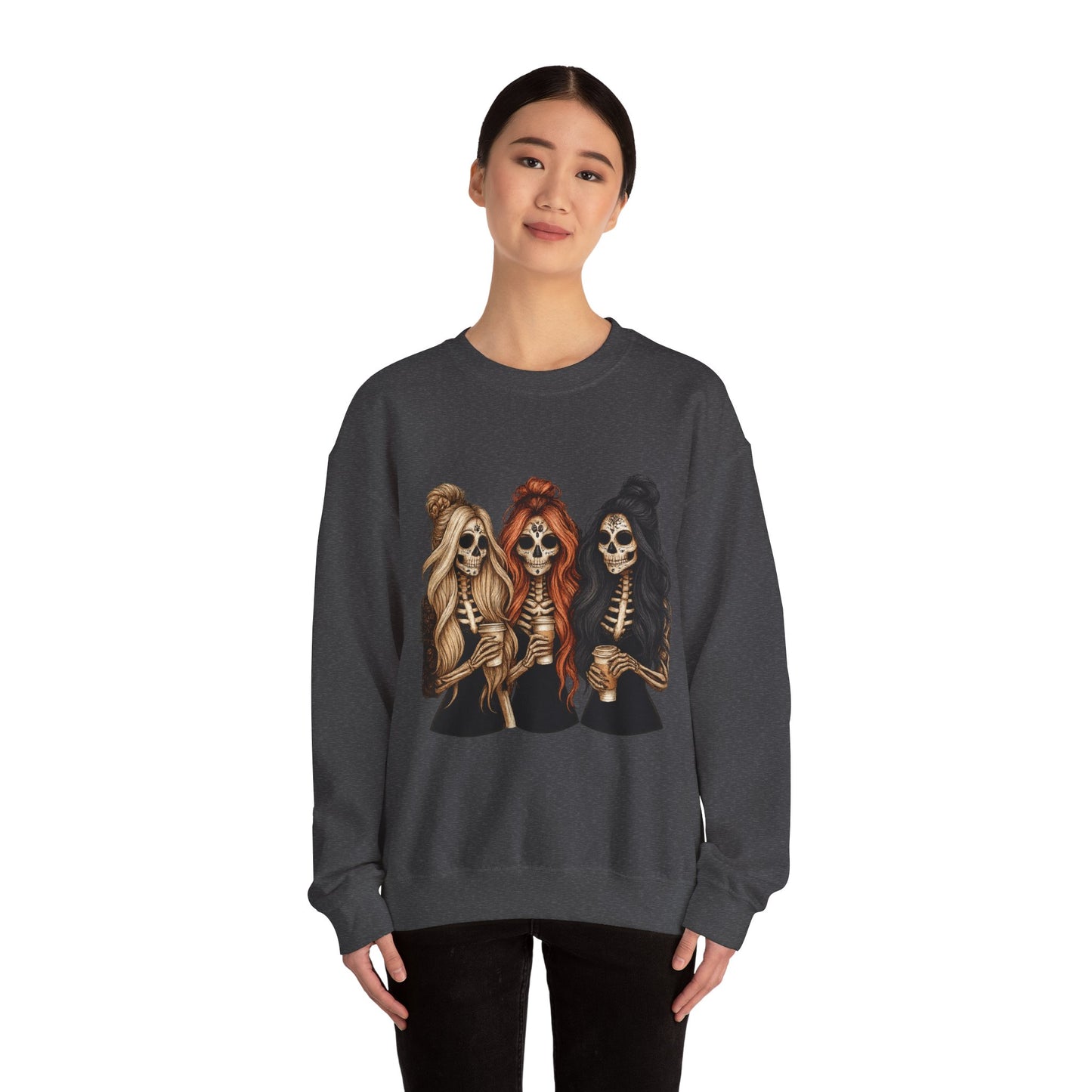Halloween Skeleton Crewneck Sweatshirt, Cozy Unisex Sweatshirt, Trendy Halloween Apparel, Gift for Halloween Lovers, Spooky Season Outfit