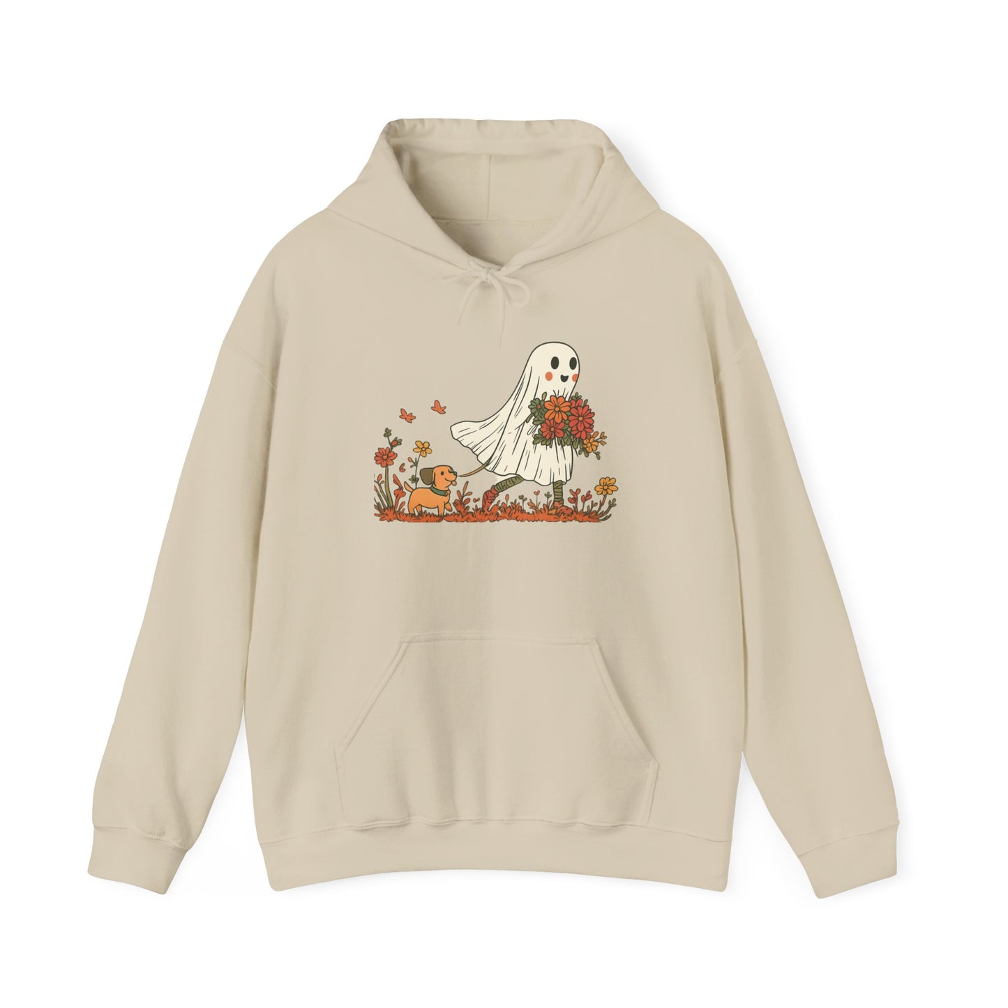 Ghostly Blooms Hoodie - Cozy Fall Fashion, Halloween Spirit, Gift for Friends, Trendy Hoodie, Autumn Style