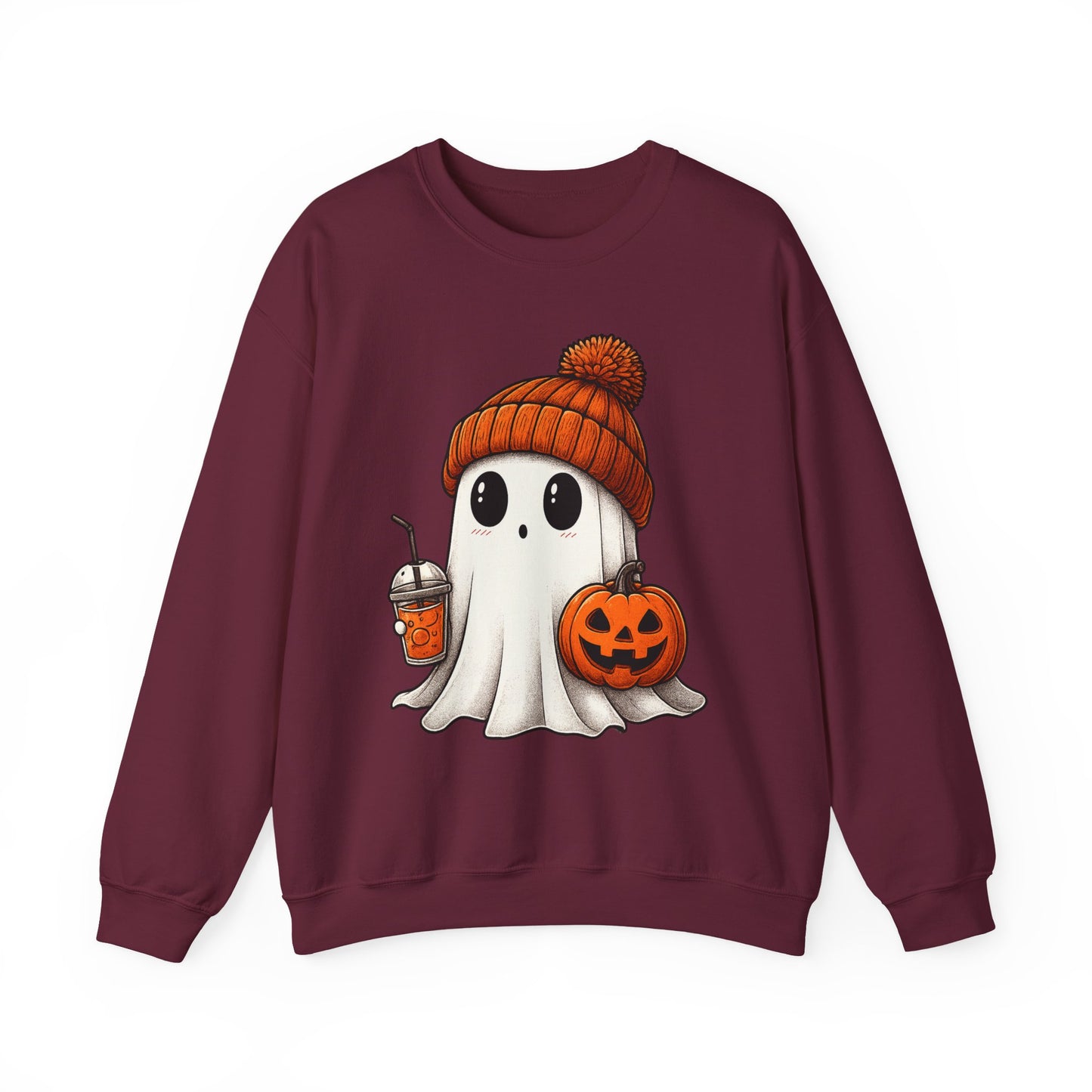 Cute Ghost Halloween Sweatshirt, Unisex Crewneck, Spooky Season Apparel, Fall Fashion, Cozy Pumpkin Sweater