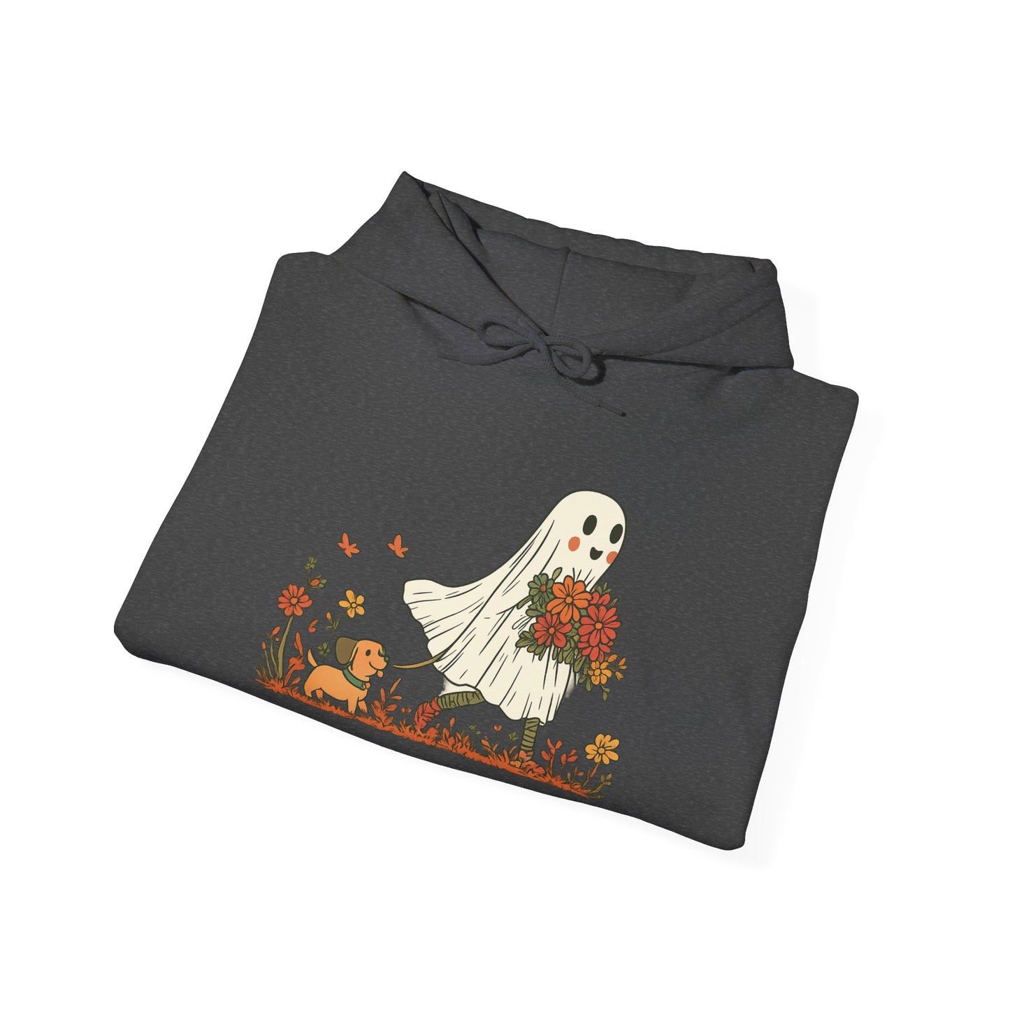 Ghostly Blooms Hoodie - Cozy Fall Fashion, Halloween Spirit, Gift for Friends, Trendy Hoodie, Autumn Style