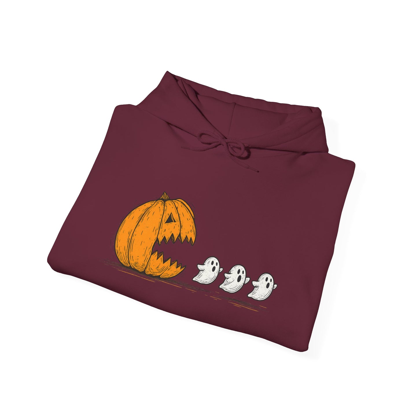 Spooky Ghosts & Pumpkin Hoodie - Unisex Heavy Blend Hoodie, Halloween Apparel, Cozy Fall Layer, Ghost Lovers Gift, Autumn Style
