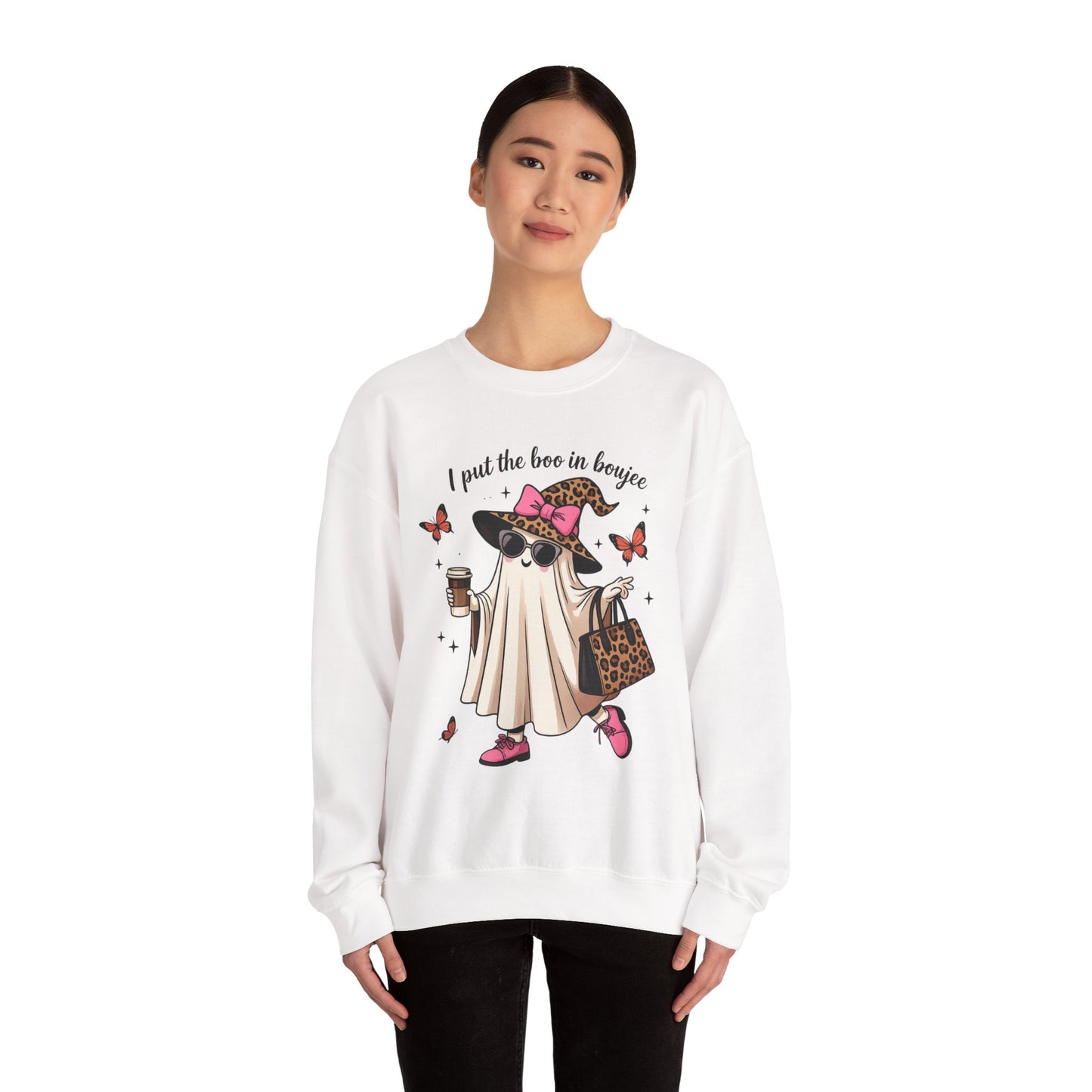 Chic Ghost Crewneck Sweatshirt | Halloween Cozy Apparel, Casual Outfit, Trendy Gift, Fall Fashion