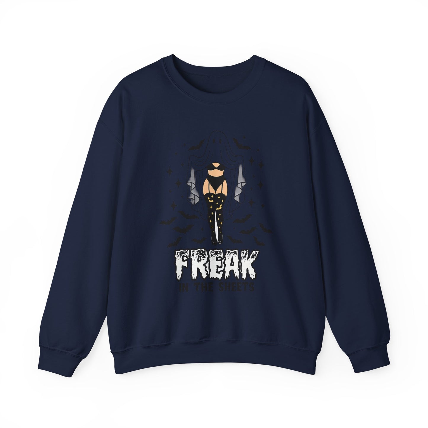 Freak in the Sheets Sweatshirt - Spooky Fun Crewneck for Halloween, Cozy Lounge Wear, Unisex Gift, Autumn Style, Casual Wardrobe Essential