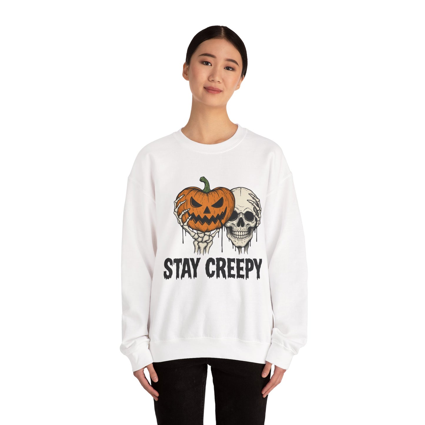 Stay Creepy Crewneck Sweatshirt, Halloween Sweatshirt, Unisex Fall Fashion, Cozy Sweatshirt Apparel, Spooky Halloween, Festive Gift