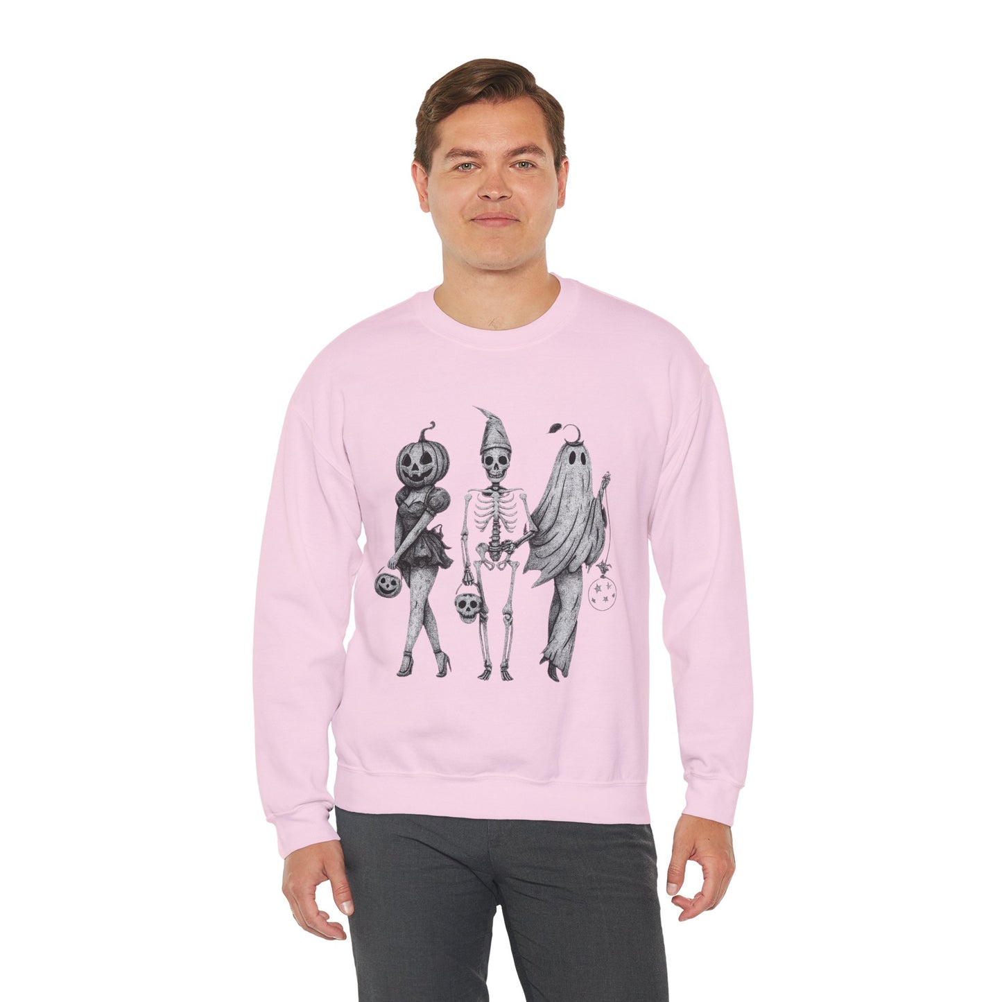 Halloween Sweatshirt with Ghosts and Ghouls Design