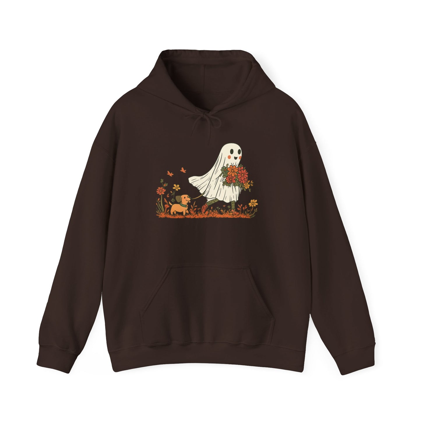 Ghostly Blooms Hoodie - Cozy Fall Fashion, Halloween Spirit, Gift for Friends, Trendy Hoodie, Autumn Style