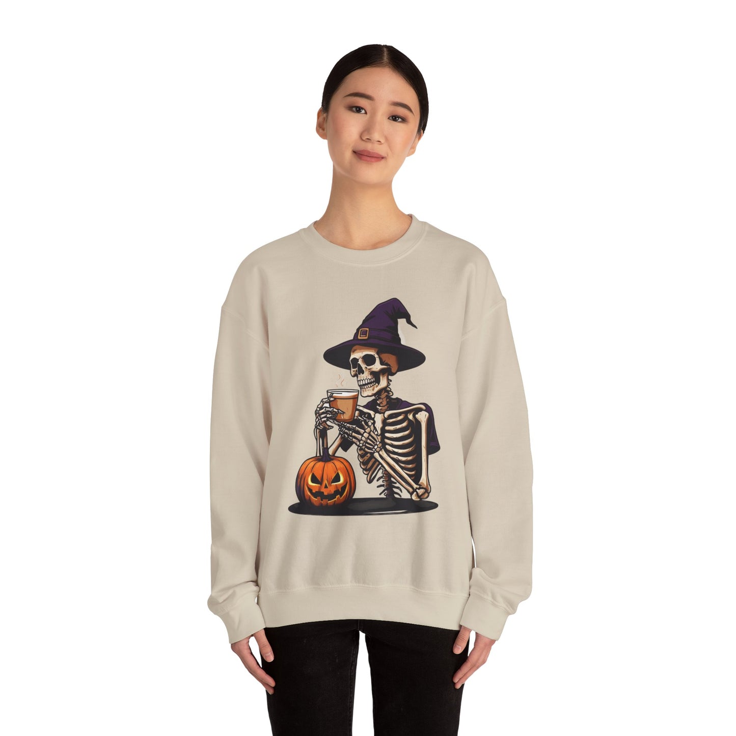 Spooky Skeleton Halloween Sweatshirt, Unisex Crewneck, Cozy Fall Fashion, Halloween Costume, Party Apparel, Ideal for Trick or Treat