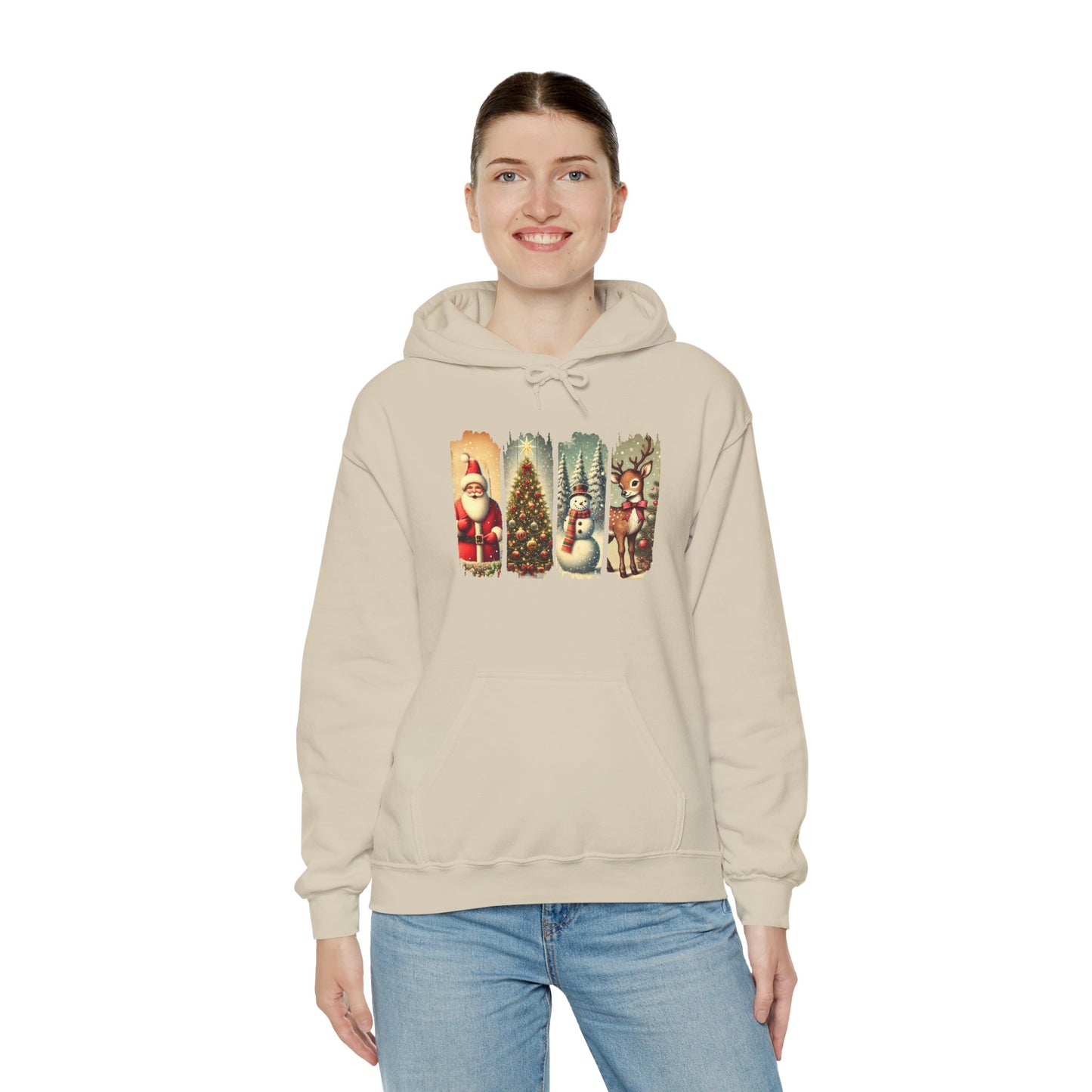 Cozy Christmas Sweatshirt with Vintage Holiday Designs, Unisex Hoodie for Winter, Christmas Gift, Holiday Wear, Festive Apparel