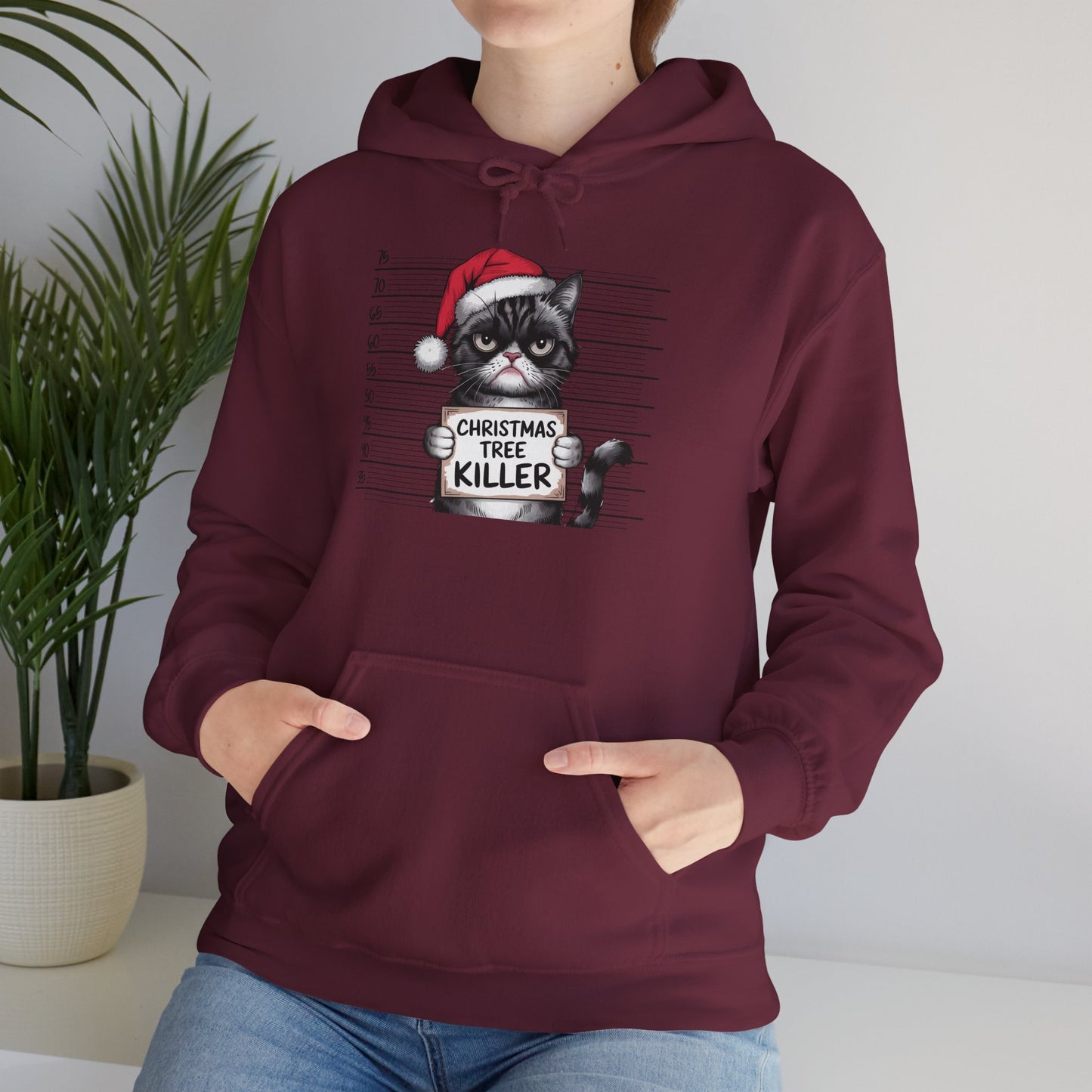 Christmas Cat Humor Hoodie, Funny Holiday Hoodie, Gift for Cat Lovers, Winter Apparel, Pet-Themed Clothing