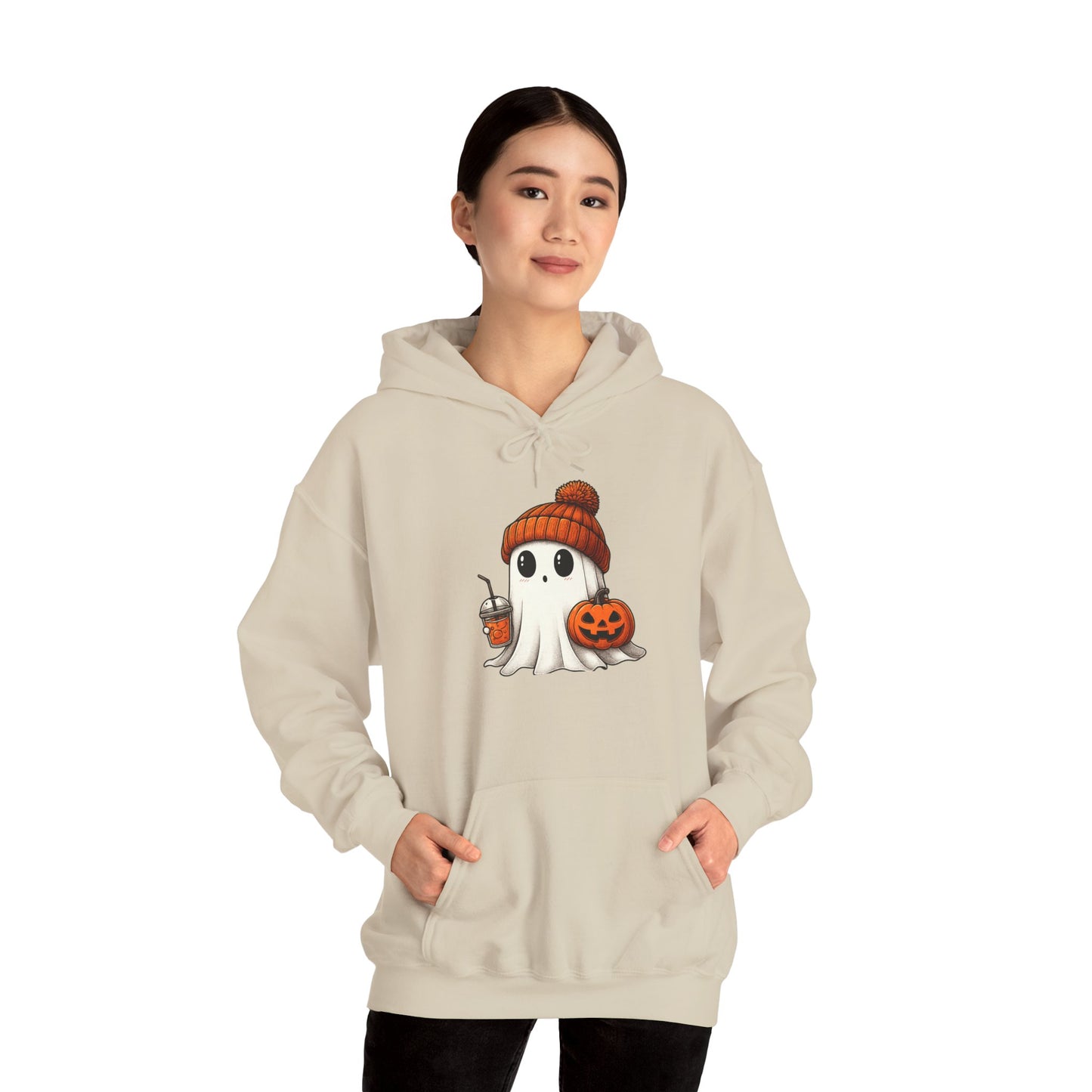 Halloween Ghost Hoodie, Unisex Halloween Apparel, Cute Pumpkin Design, Halloween Party Outfit