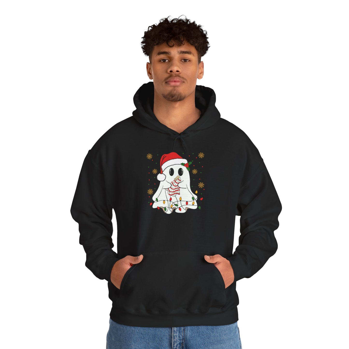 Santa Ghost Christmas Hoodie, Unisex Holiday Hoodie, Cute Winter Apparel, Cozy Gift for Ghost Lovers, Funny Xmas Clothing