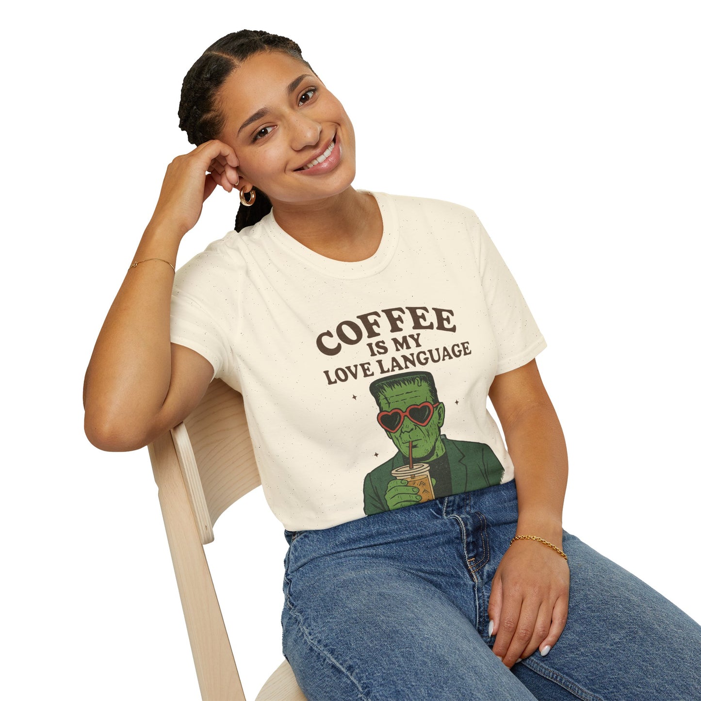 Frankenstein Coffee Lover T-Shirt, Funny Gift for Coffee Lovers, Unisex Tee, Perfect for Halloween, Casual Wear, Gift for Him/Her