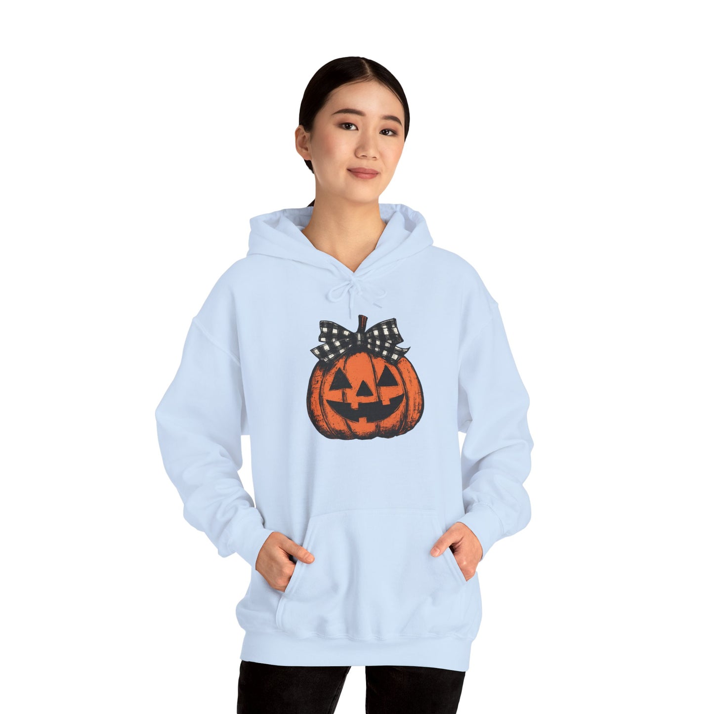 Halloween Pumpkin Hoodie with Bow, Cozy Fall Hoodie, Unisex Hoodie, Autumn Fashion, Halloween Costume, Pumpkin Spice