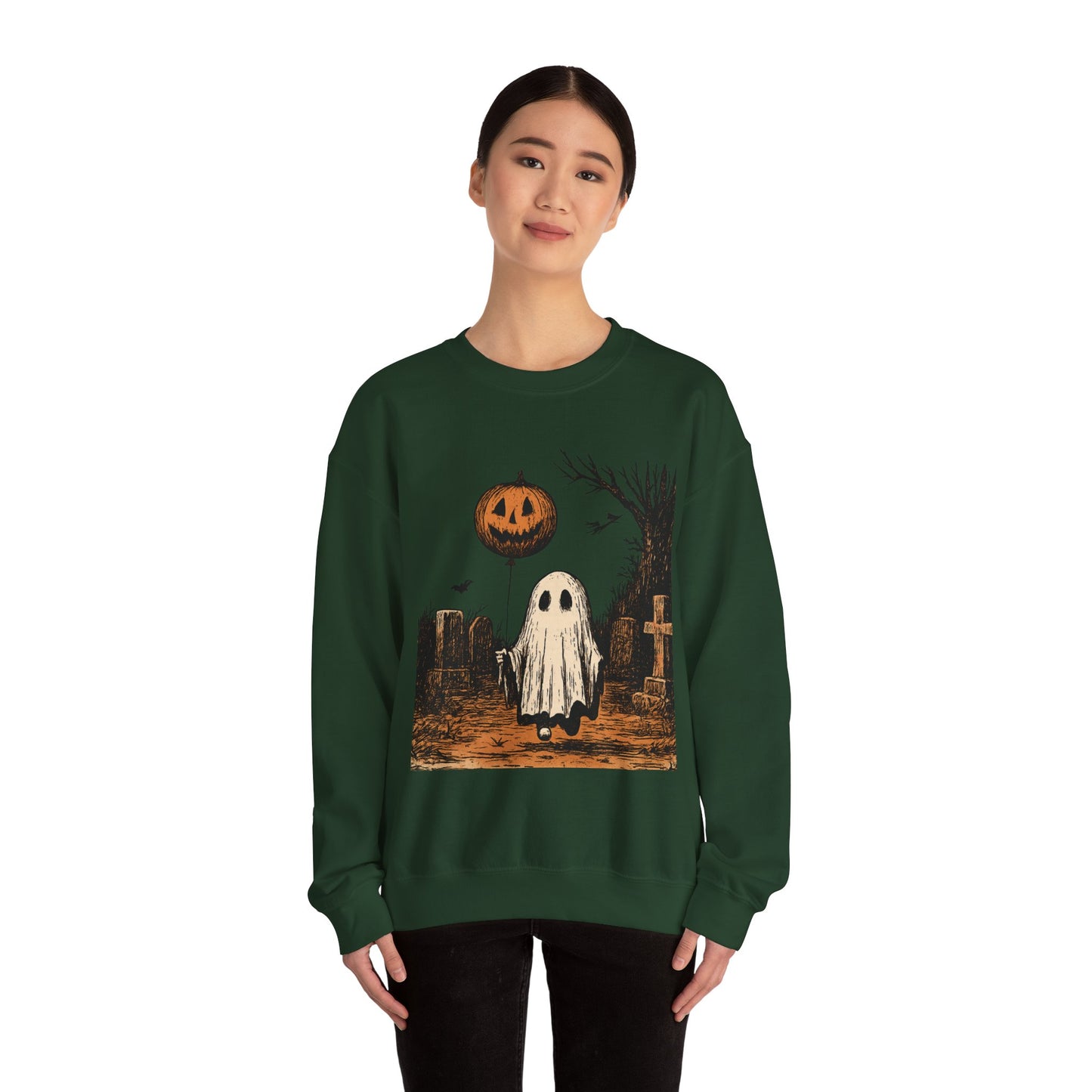 Halloween Ghost Crewneck Sweatshirt - Fall Fashion, Cozy Sweater, Spooky Style, Halloween Decor, Unique Gift