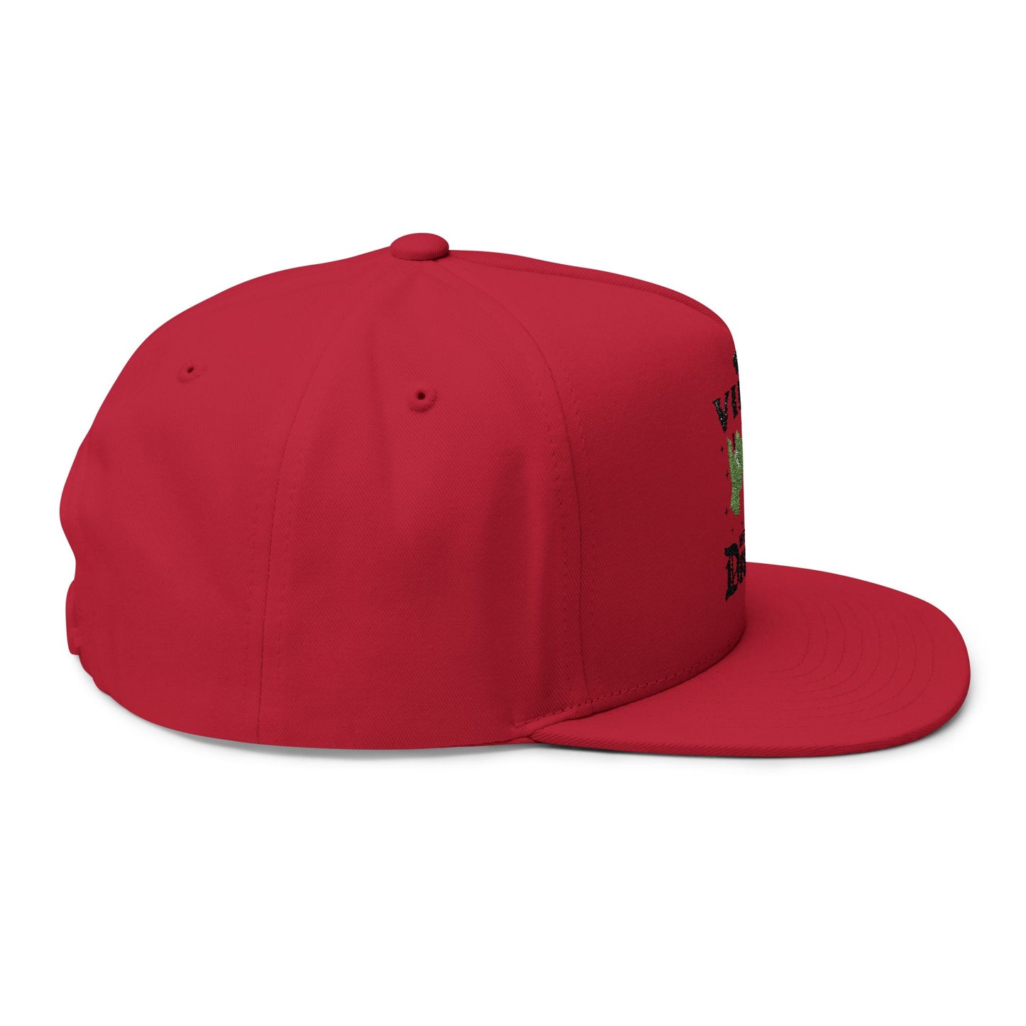 Vibin' with My Demons Flat Bill Cap, Cool Embroidered Hat, Gothic Aesthetic Accessory, Fashion Statement Hat, Great for Festivals, Gifts