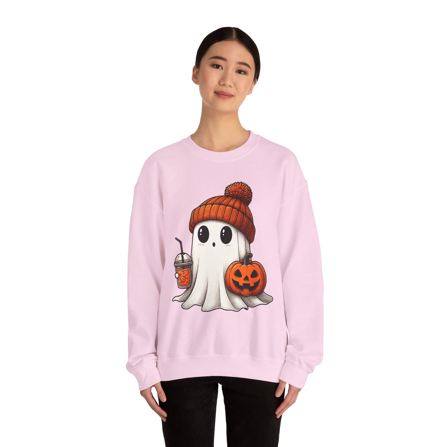 Cute Ghost Halloween Sweatshirt, Unisex Crewneck, Spooky Season Apparel, Fall Fashion, Cozy Pumpkin Sweater