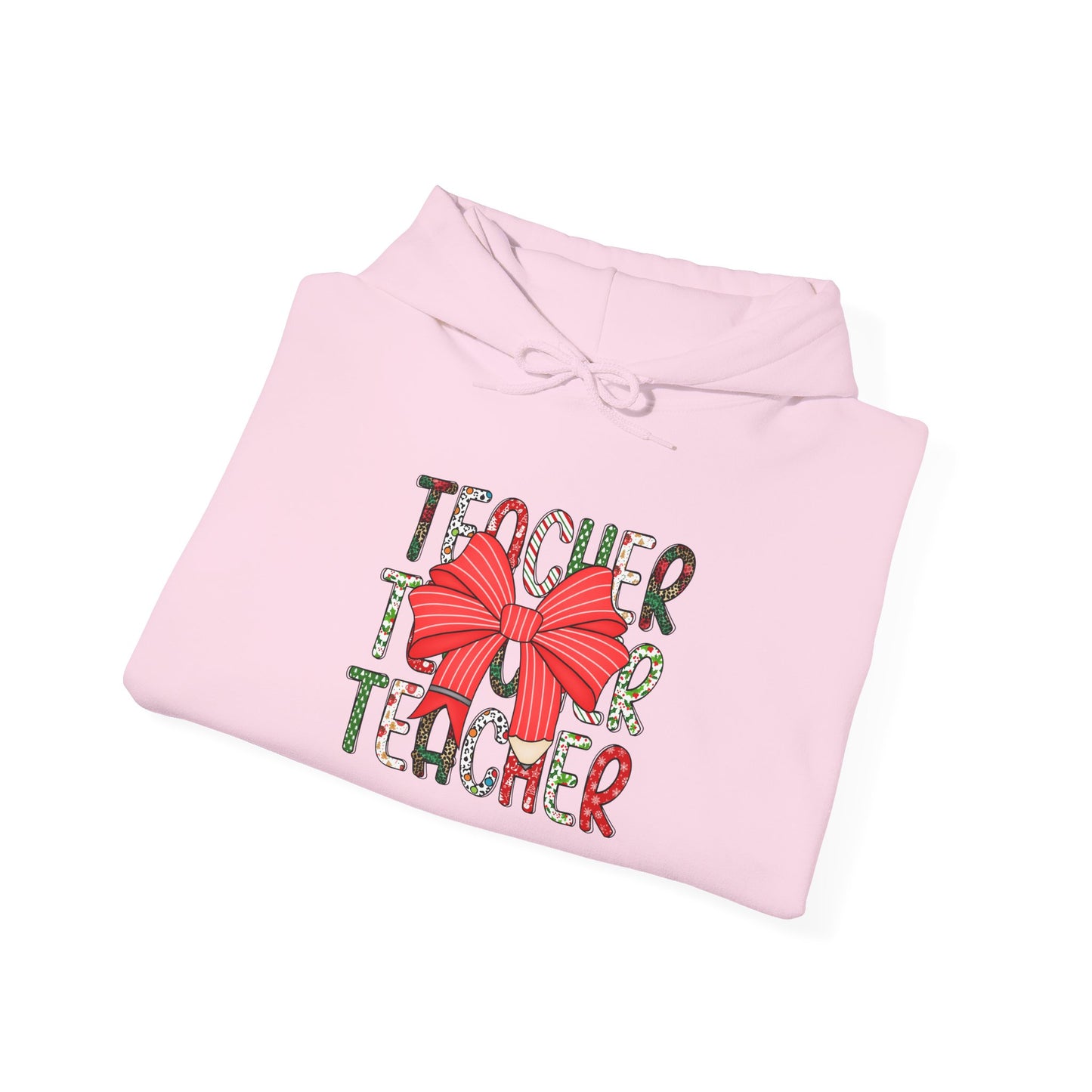 Festive Teacher Hooded Hoodie, Holiday Gift for Educators, Christmas Hoodie, Cozy Outfit, Teacher Appreciation