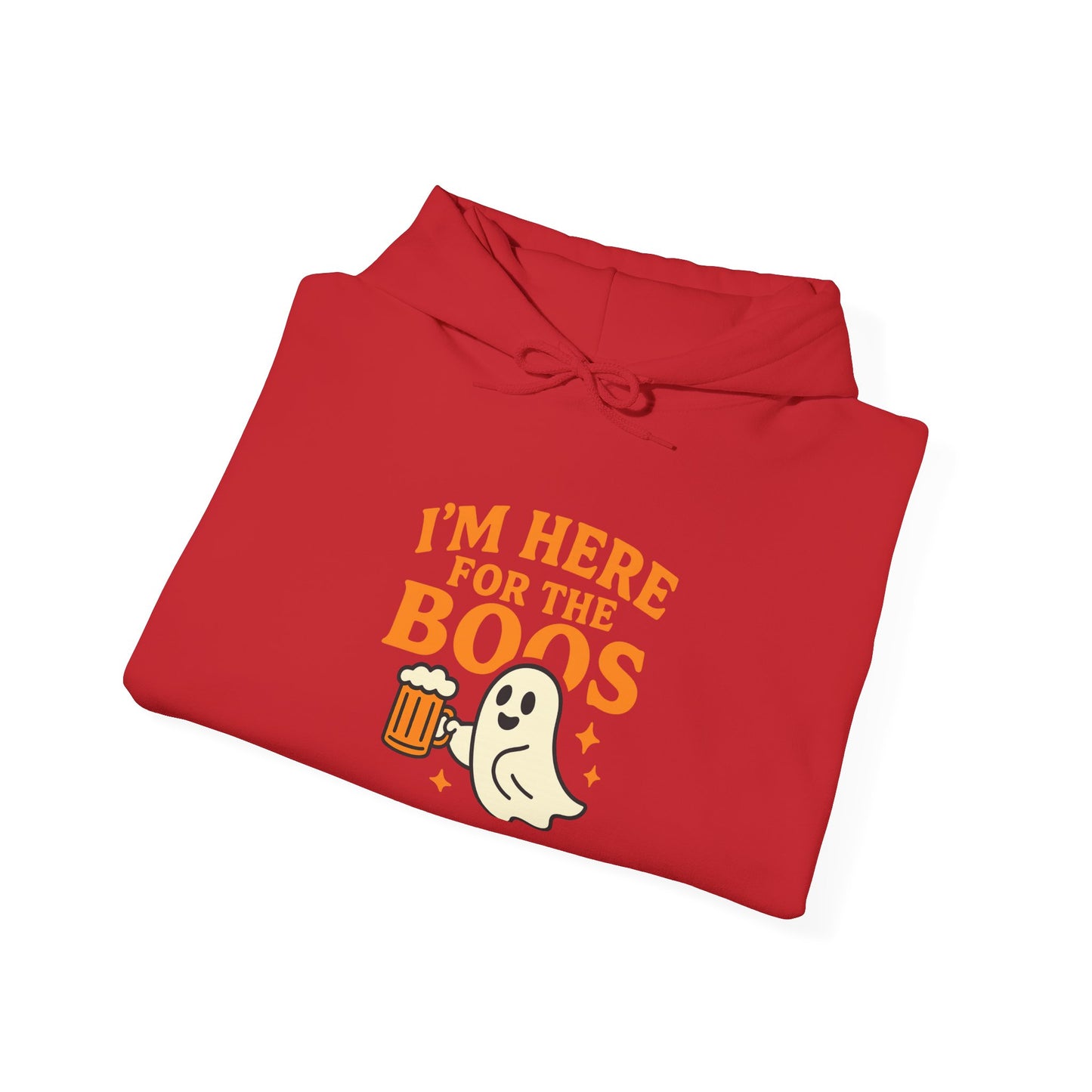Halloween Party Hoodie, I'm Here for the Boos Hoodie, Unisex Halloween hoodie, Ghost Design Hooded Pullover, Spooky Season Apparel