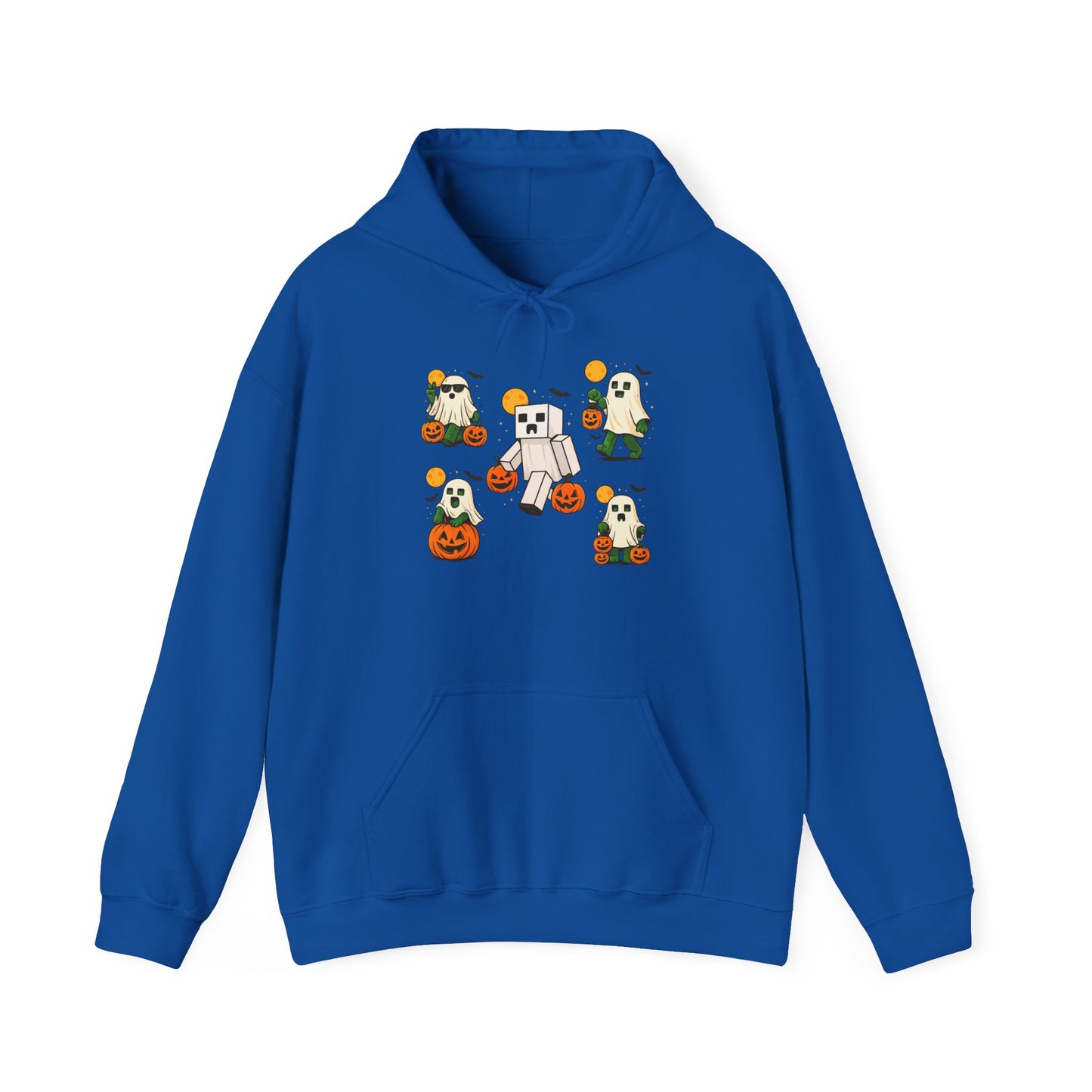 Halloween Themed Unisex Hoodie, Cozy Fall Hoodie, Pumpkin Ghost Design, Autumn Apparel, Perfect for Trick-or-Treating