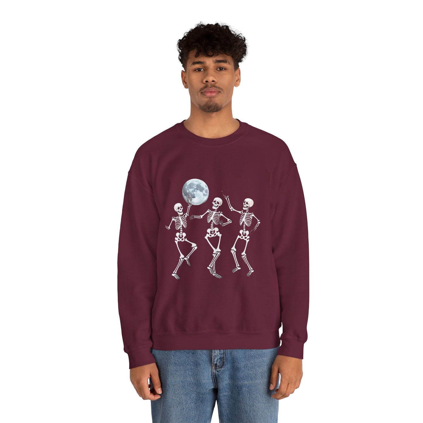 Spooky Dance Crewneck Sweatshirt - Halloween Oddities, Unisex Sweatshirt, Festive Apparel, Skeleton Design, Cozy Style