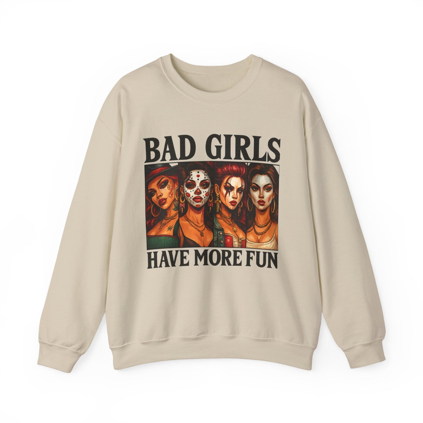 Stylish Crewneck Sweatshirt for Bold Girls | Bad Girls Have More Fun, Trendy Apparel, Casual Wear, Gift for Her, Halloween Fashion