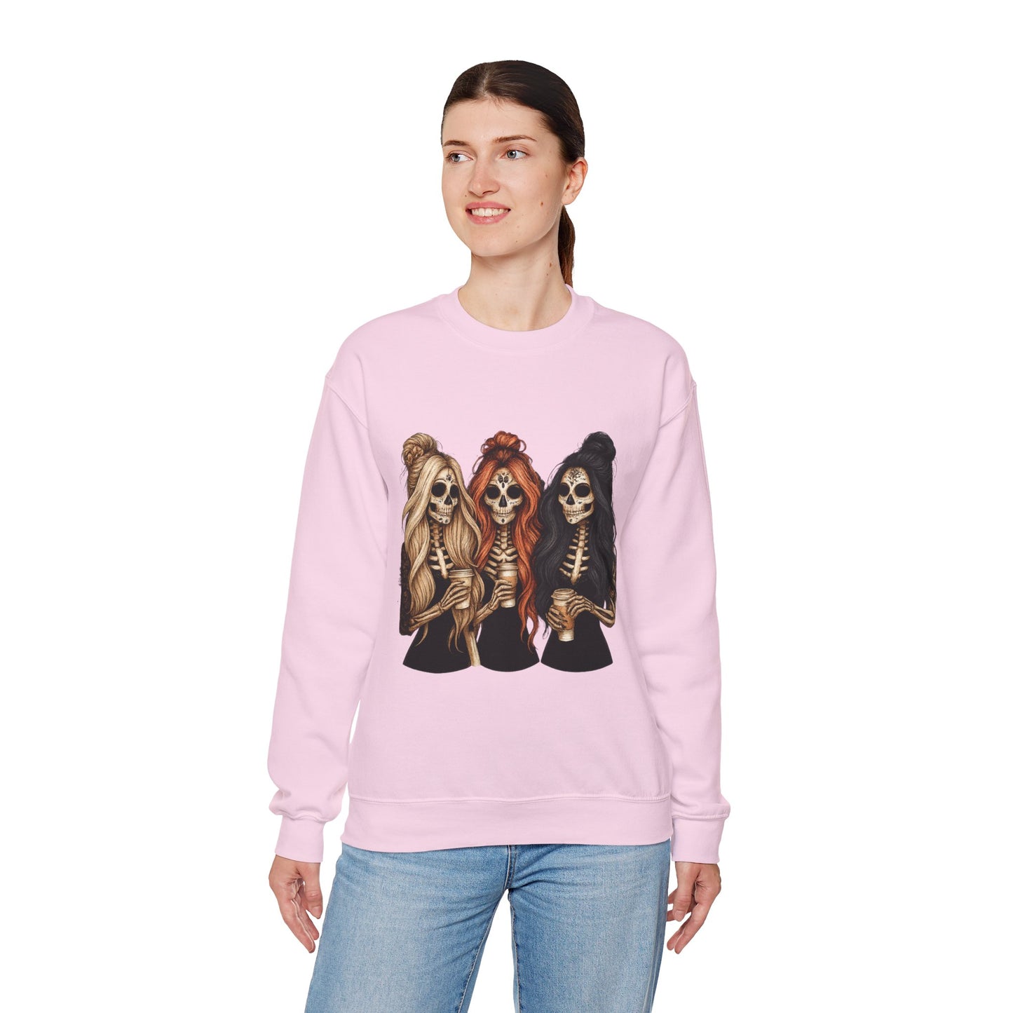 Halloween Skeleton Crewneck Sweatshirt, Cozy Unisex Sweatshirt, Trendy Halloween Apparel, Gift for Halloween Lovers, Spooky Season Outfit