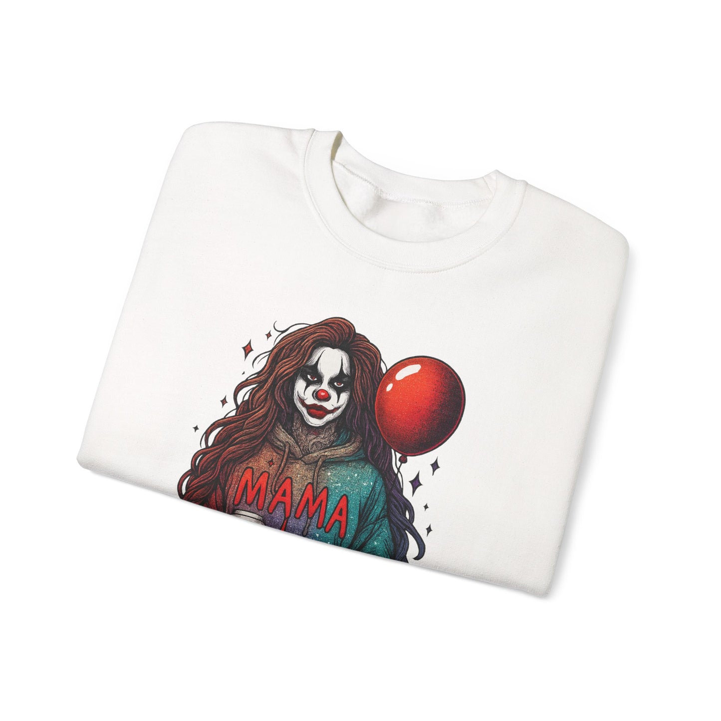 Clown-themed Crewneck Sweatshirt for Moms, Cozy Gift for Mother's Day, Halloween Apparel, Trendy Casual Wear, Unique Graphic Top