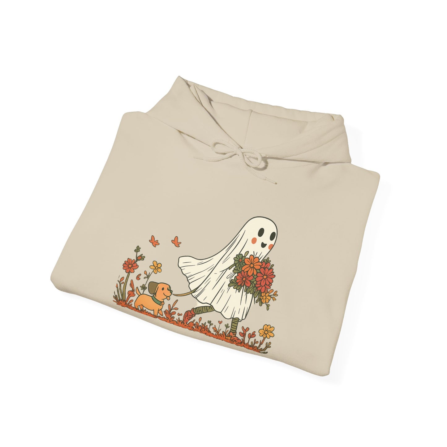 Ghostly Blooms Hoodie - Cozy Fall Fashion, Halloween Spirit, Gift for Friends, Trendy Hoodie, Autumn Style