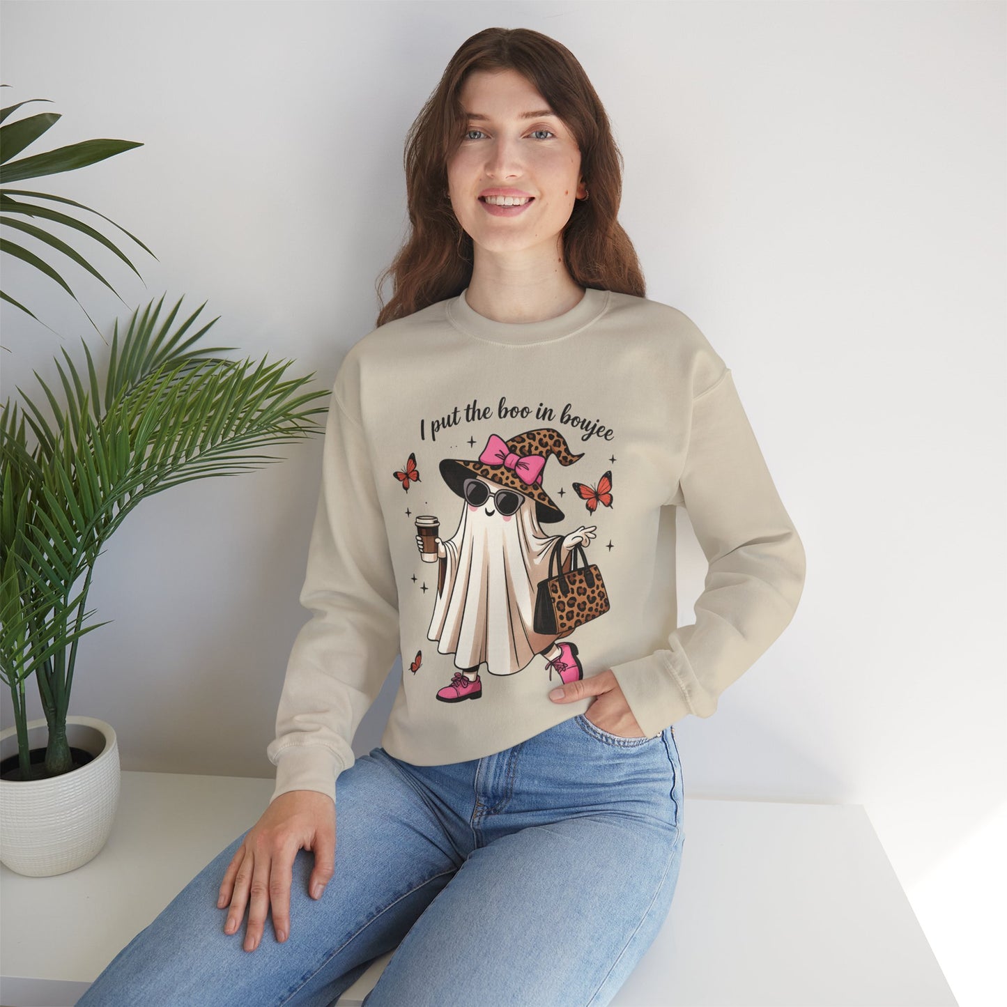 Chic Ghost Crewneck Sweatshirt | Halloween Cozy Apparel, Casual Outfit, Trendy Gift, Fall Fashion