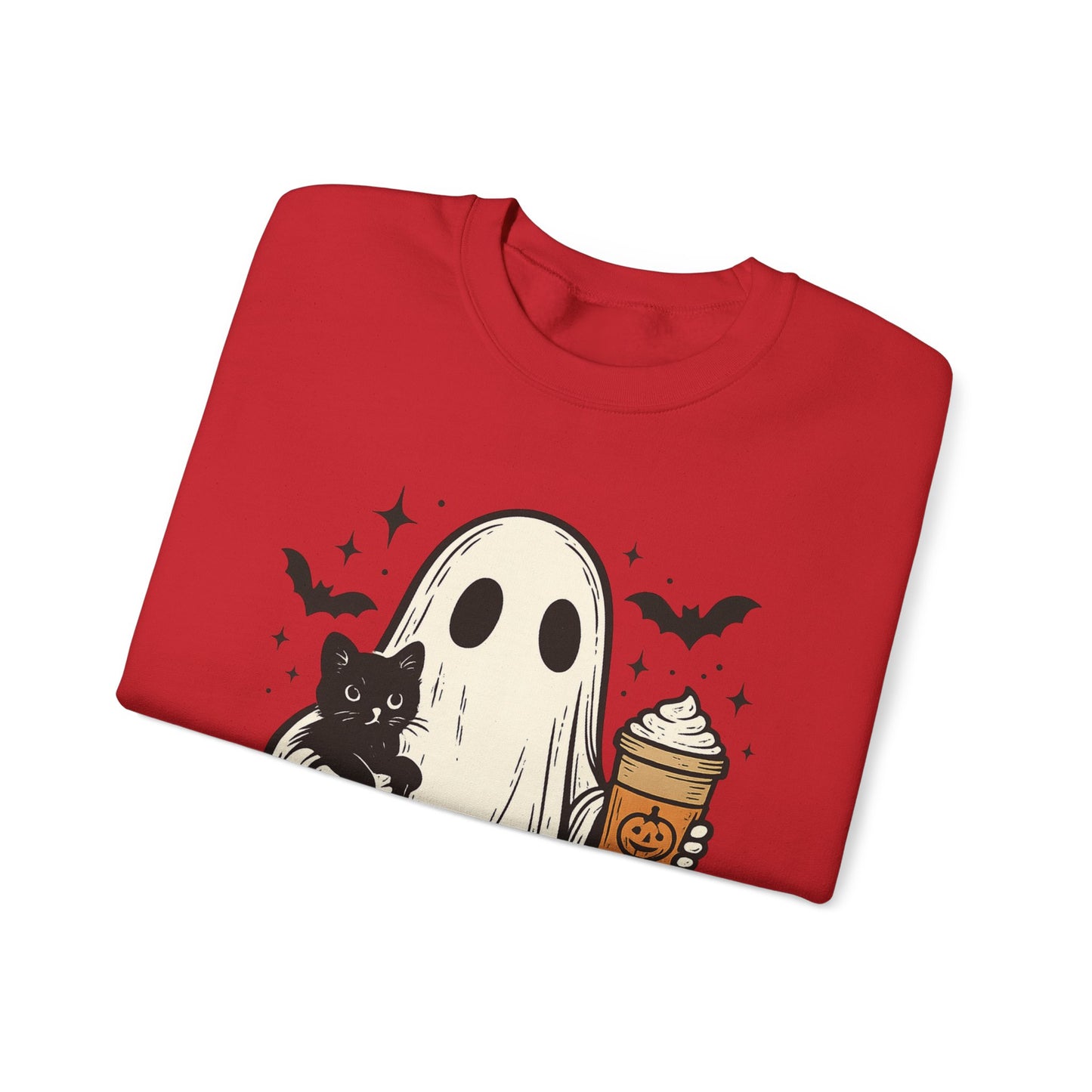 Ghostly Cuddle Sweatshirt - Cozy Unisex Crewneck, Halloween Apparel, Fall Fashion, Spooky Season, Cat Lover Gift