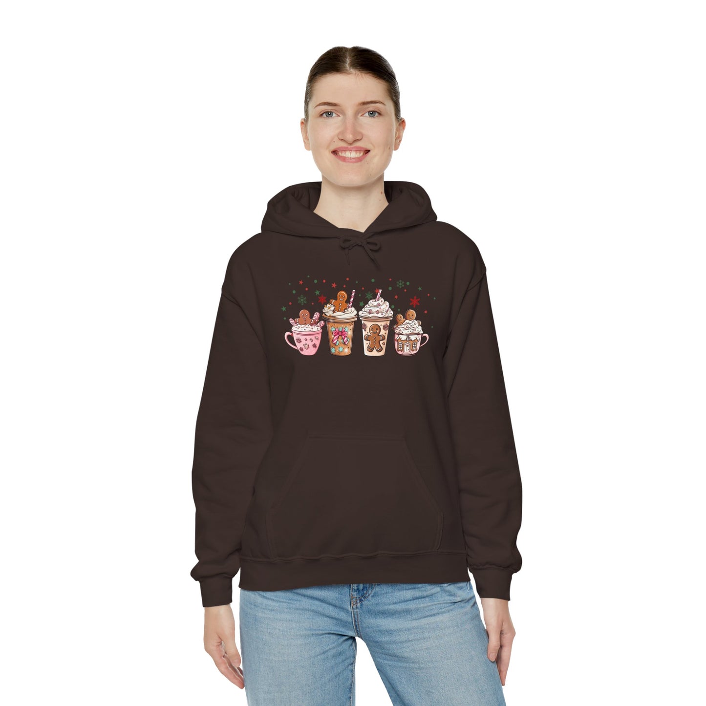 Gingerbread Coffee Holiday Hoodie - Cozy Xmas Sweatshirt, Cute Winter Gift, Christmas Apparel, Festive Layering Pullover