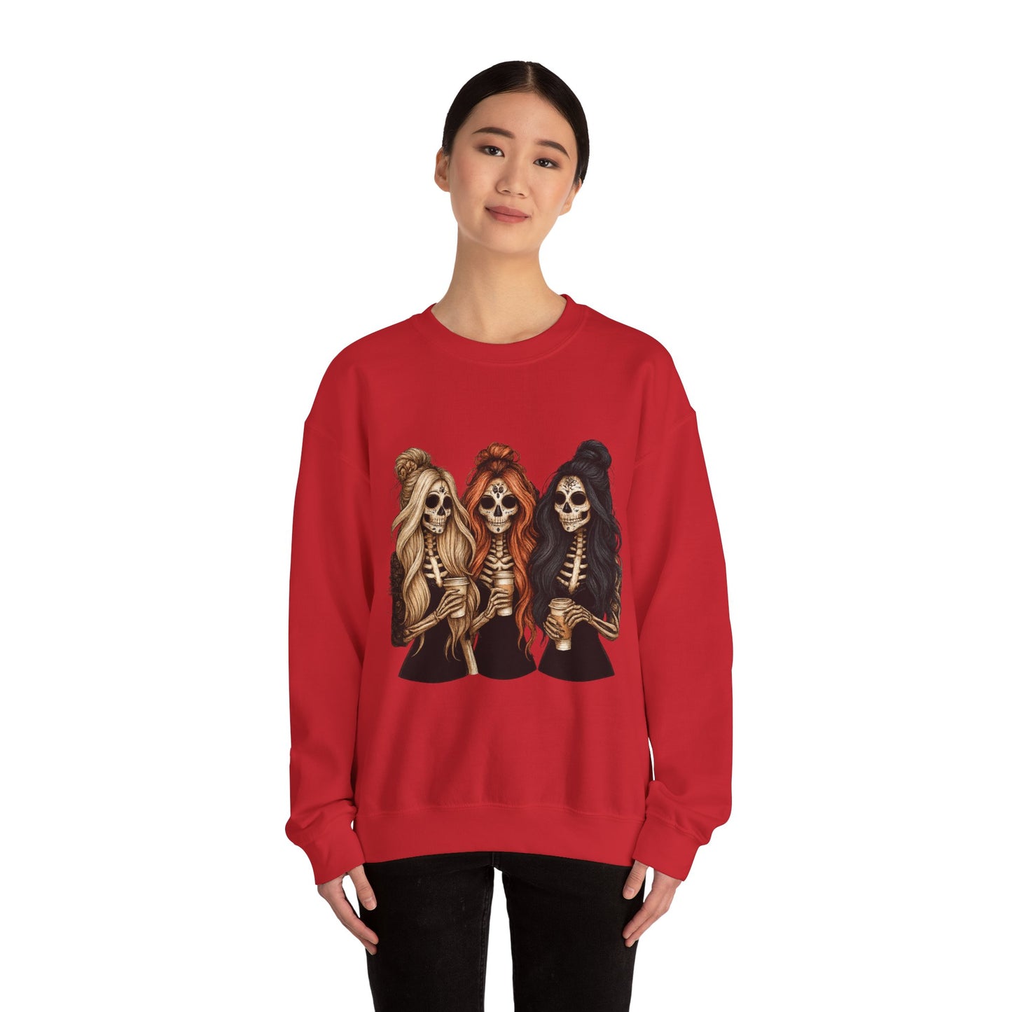 Halloween Skeleton Crewneck Sweatshirt, Cozy Unisex Sweatshirt, Trendy Halloween Apparel, Gift for Halloween Lovers, Spooky Season Outfit