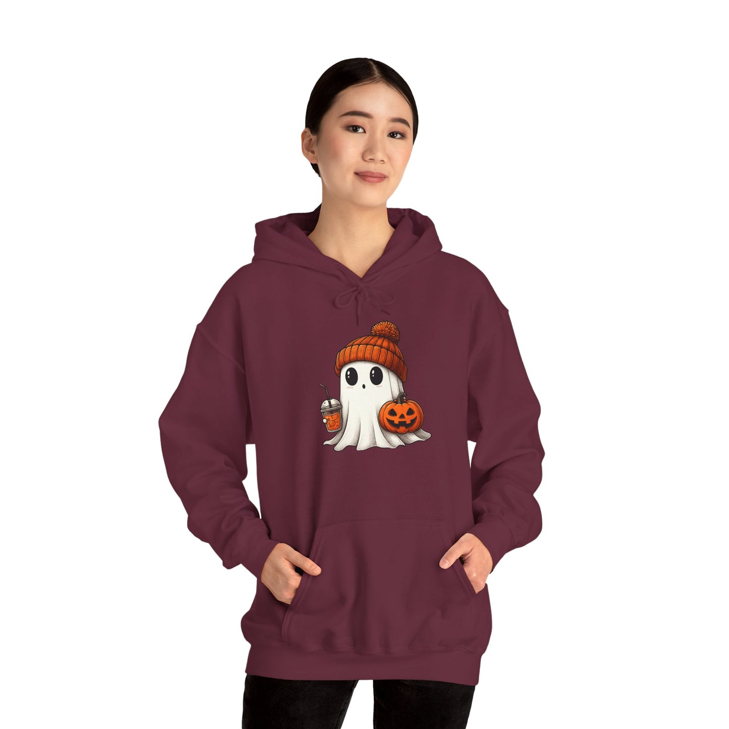 Halloween Ghost Hoodie, Unisex Halloween Apparel, Cute Pumpkin Design, Halloween Party Outfit