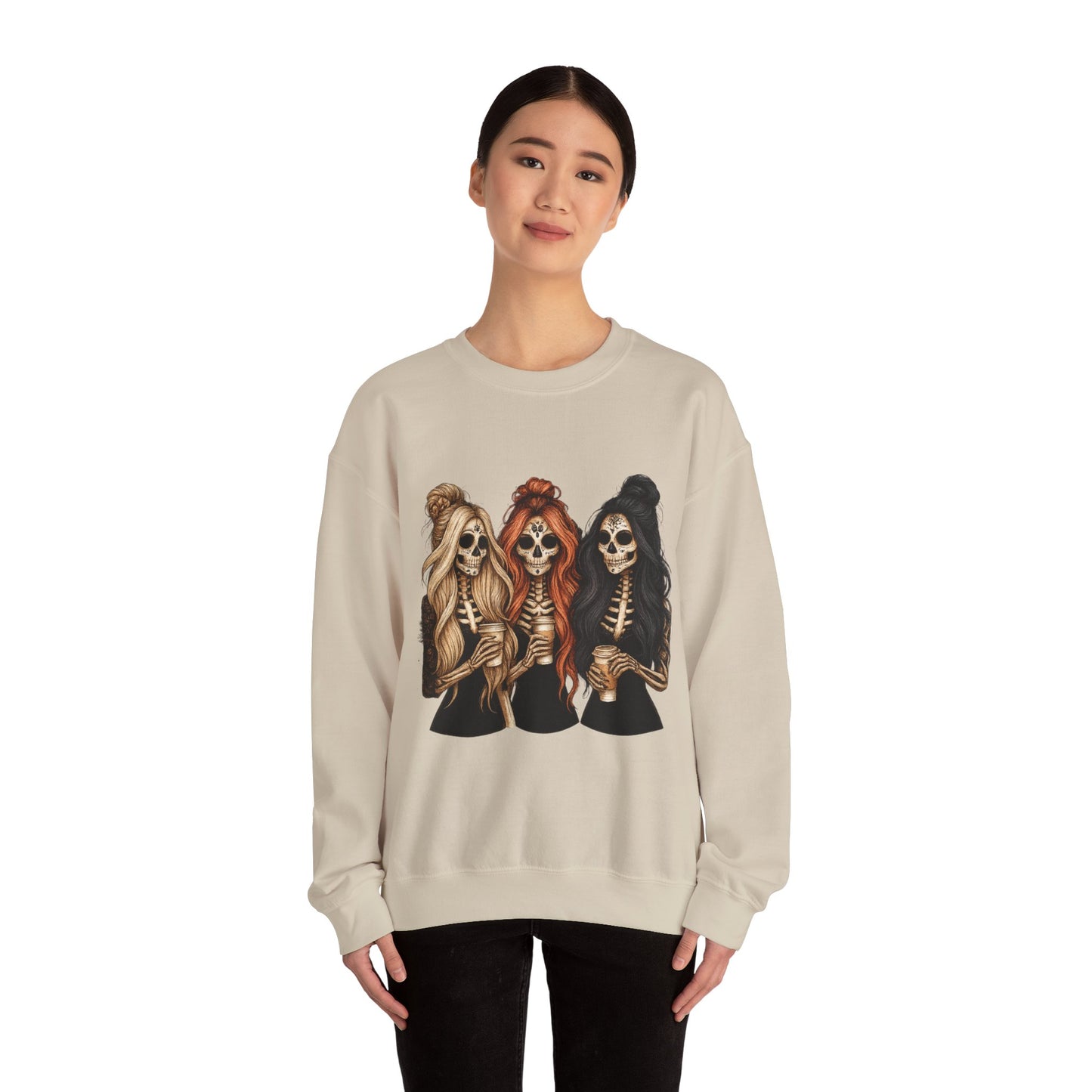 Halloween Skeleton Crewneck Sweatshirt, Cozy Unisex Sweatshirt, Trendy Halloween Apparel, Gift for Halloween Lovers, Spooky Season Outfit