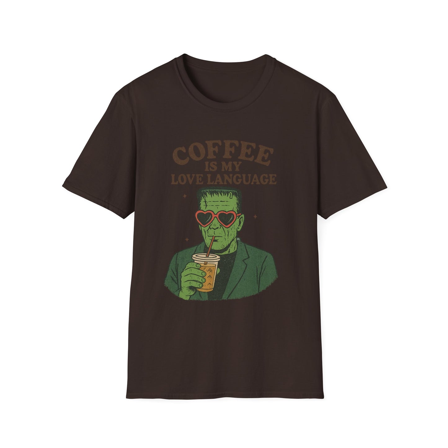 Frankenstein Coffee Lover T-Shirt, Funny Gift for Coffee Lovers, Unisex Tee, Perfect for Halloween, Casual Wear, Gift for Him/Her