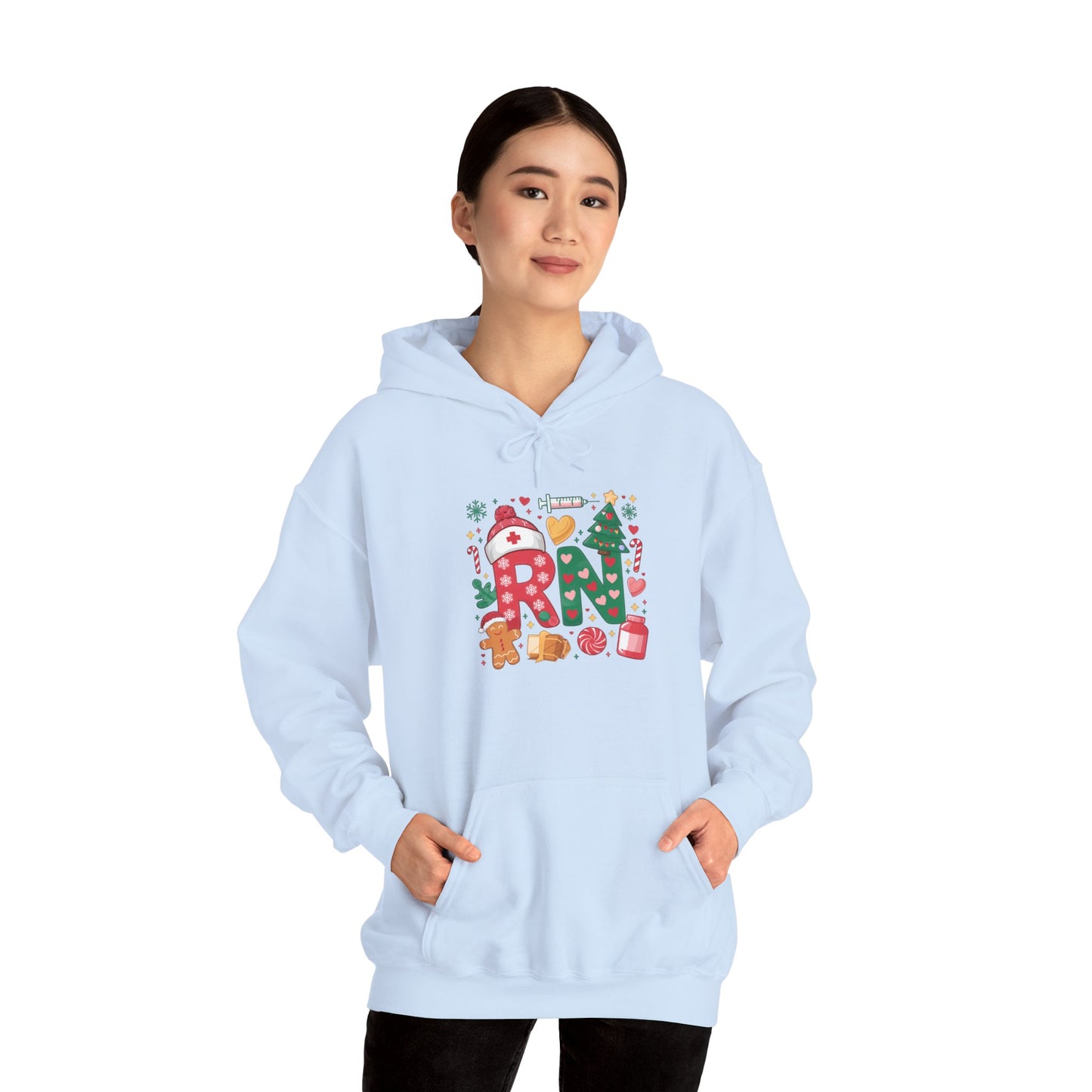 Festive Cozy Hooded Sweatshirt, Holiday Sweatshirt, Christmas Gift, Unisex Hoodie, Seasonal Wear, RN Design