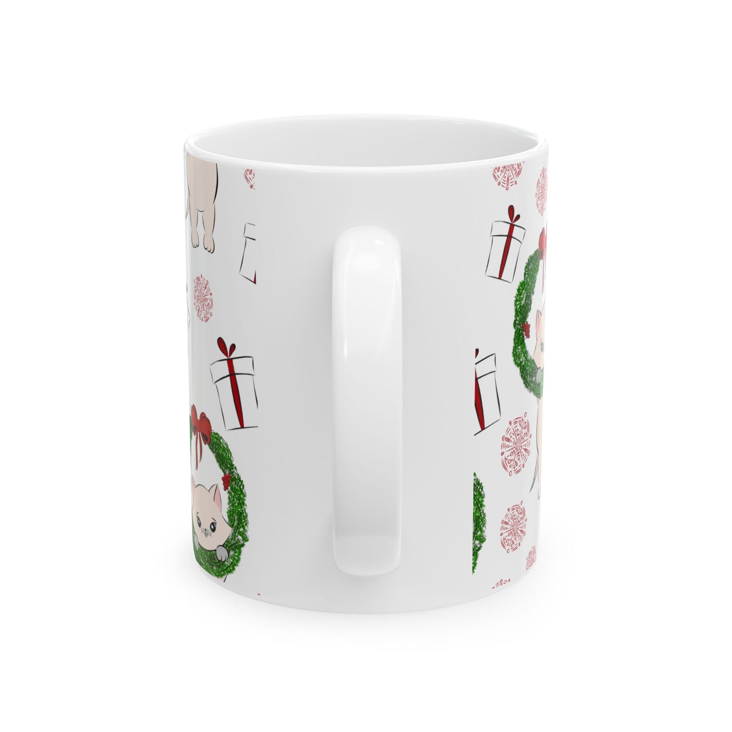 Christmas Cat Ceramic Mug, (11oz, 15oz)