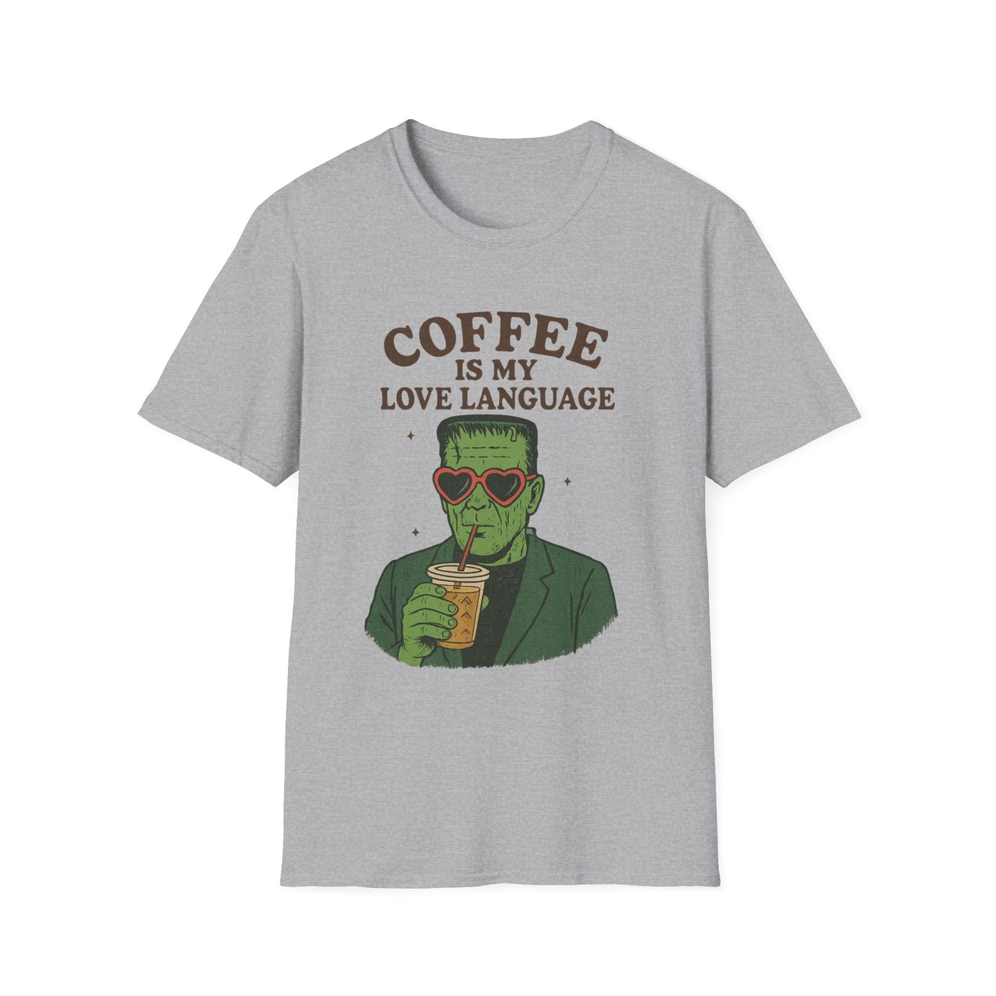Frankenstein Coffee Lover T-Shirt, Funny Gift for Coffee Lovers, Unisex Tee, Perfect for Halloween, Casual Wear, Gift for Him/Her