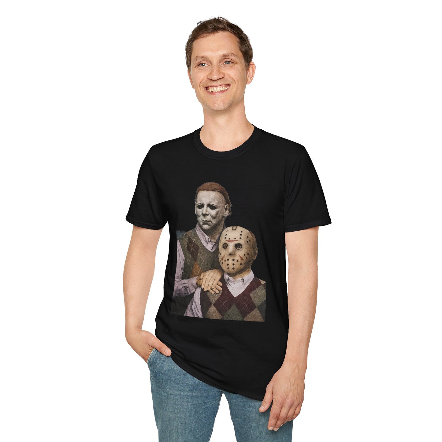 Horror Movie Character T-Shirt | Unisex Softstyle Tee, Scary Graphic Tee, Perfect for Halloween, Horror Fans, Movie Lovers