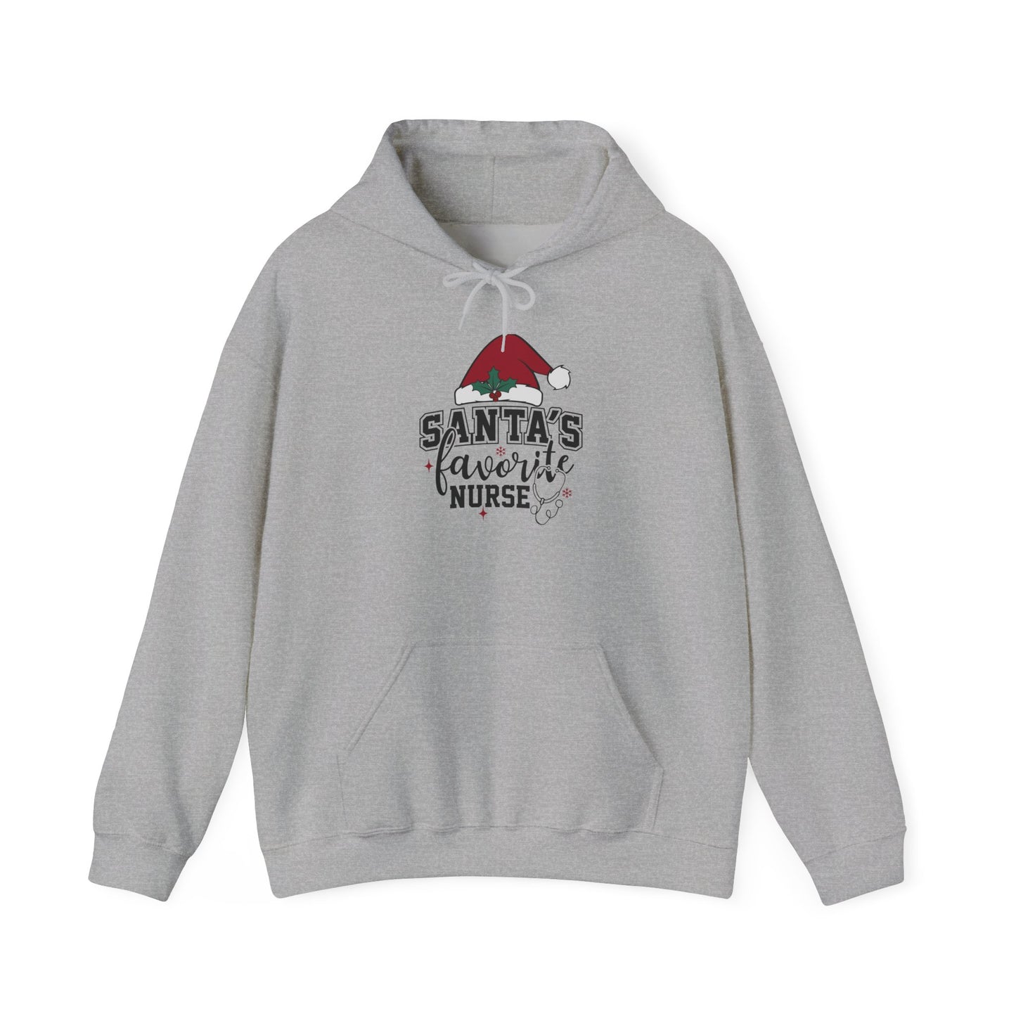 Santa's Favorite Nurse Hoodie, Perfect Holiday Gift, Cozy Sweatshirt for Nurses, Christmas Apparel, Festive Winter Wear