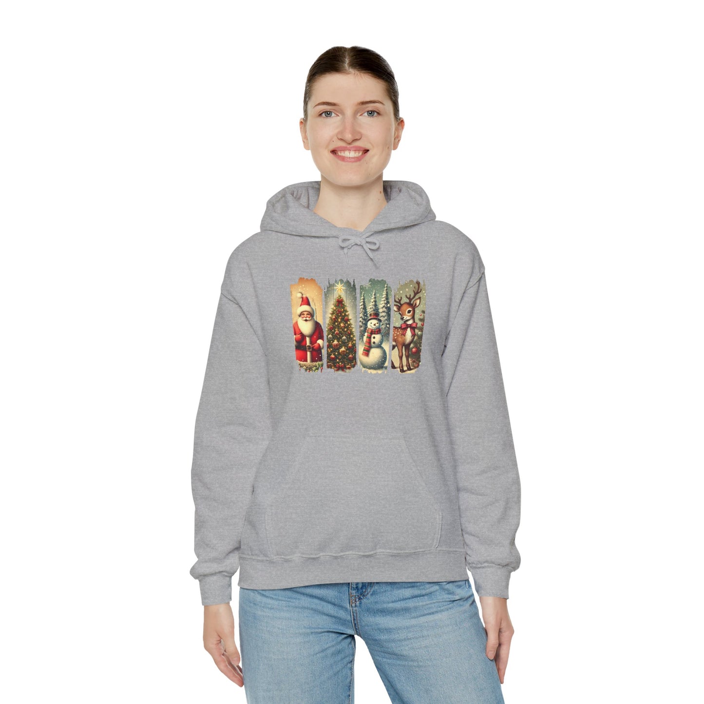 Cozy Christmas Sweatshirt with Vintage Holiday Designs, Unisex Hoodie for Winter, Christmas Gift, Holiday Wear, Festive Apparel