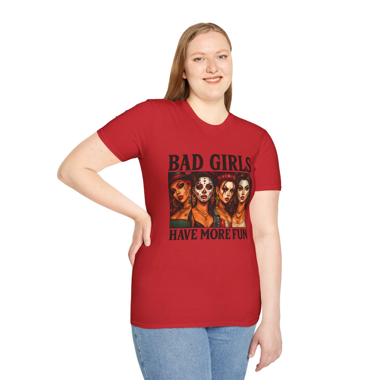 Bad Girls Have More Fun Unisex Softstyle T-Shirt, Trendy Tee, Fun Graphic Shirt, Gift for Women, Casual Wear, Party Outfit