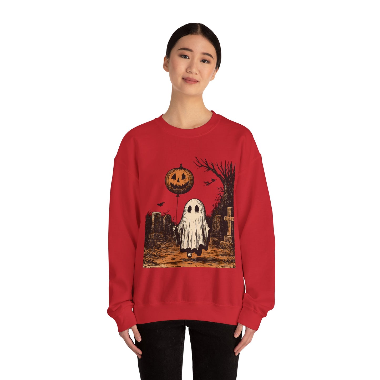 Halloween Ghost Crewneck Sweatshirt - Fall Fashion, Cozy Sweater, Spooky Style, Halloween Decor, Unique Gift