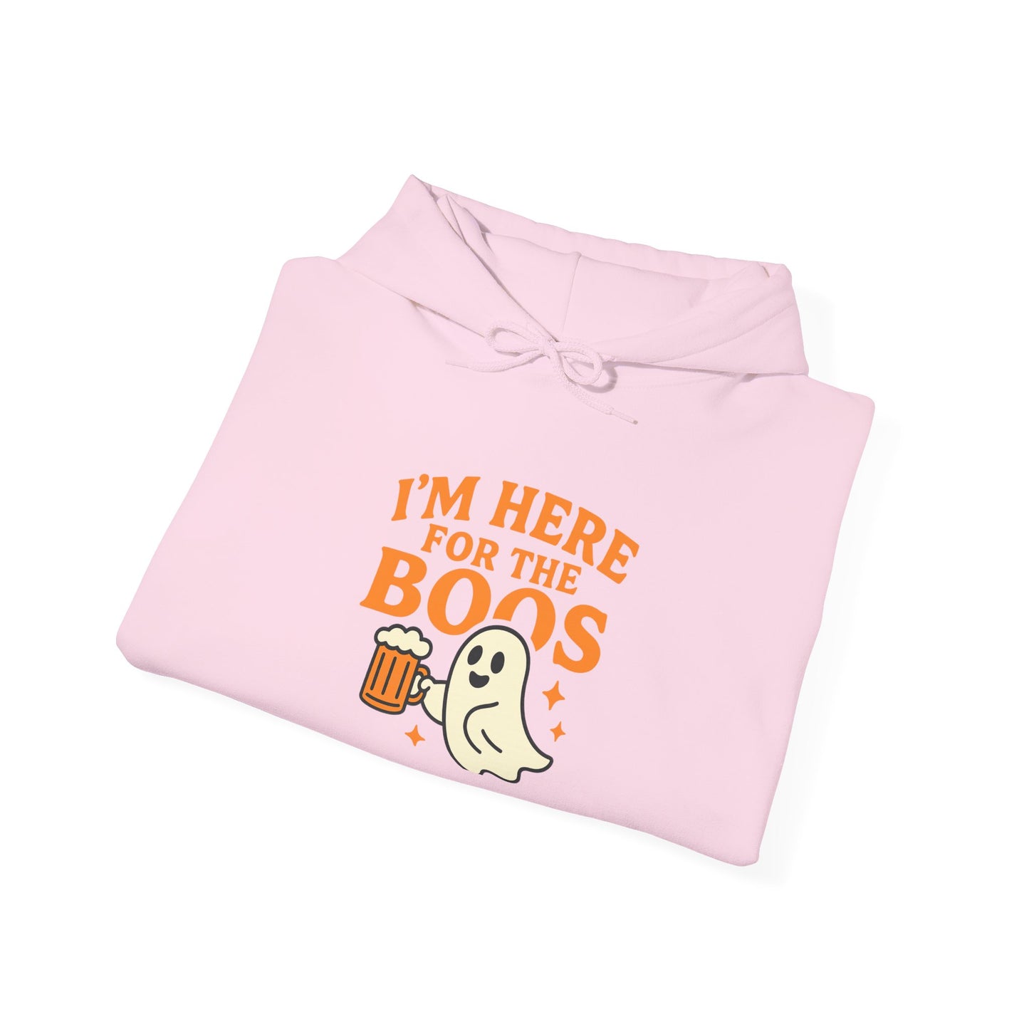Halloween Party Hoodie, I'm Here for the Boos Hoodie, Unisex Halloween hoodie, Ghost Design Hooded Pullover, Spooky Season Apparel